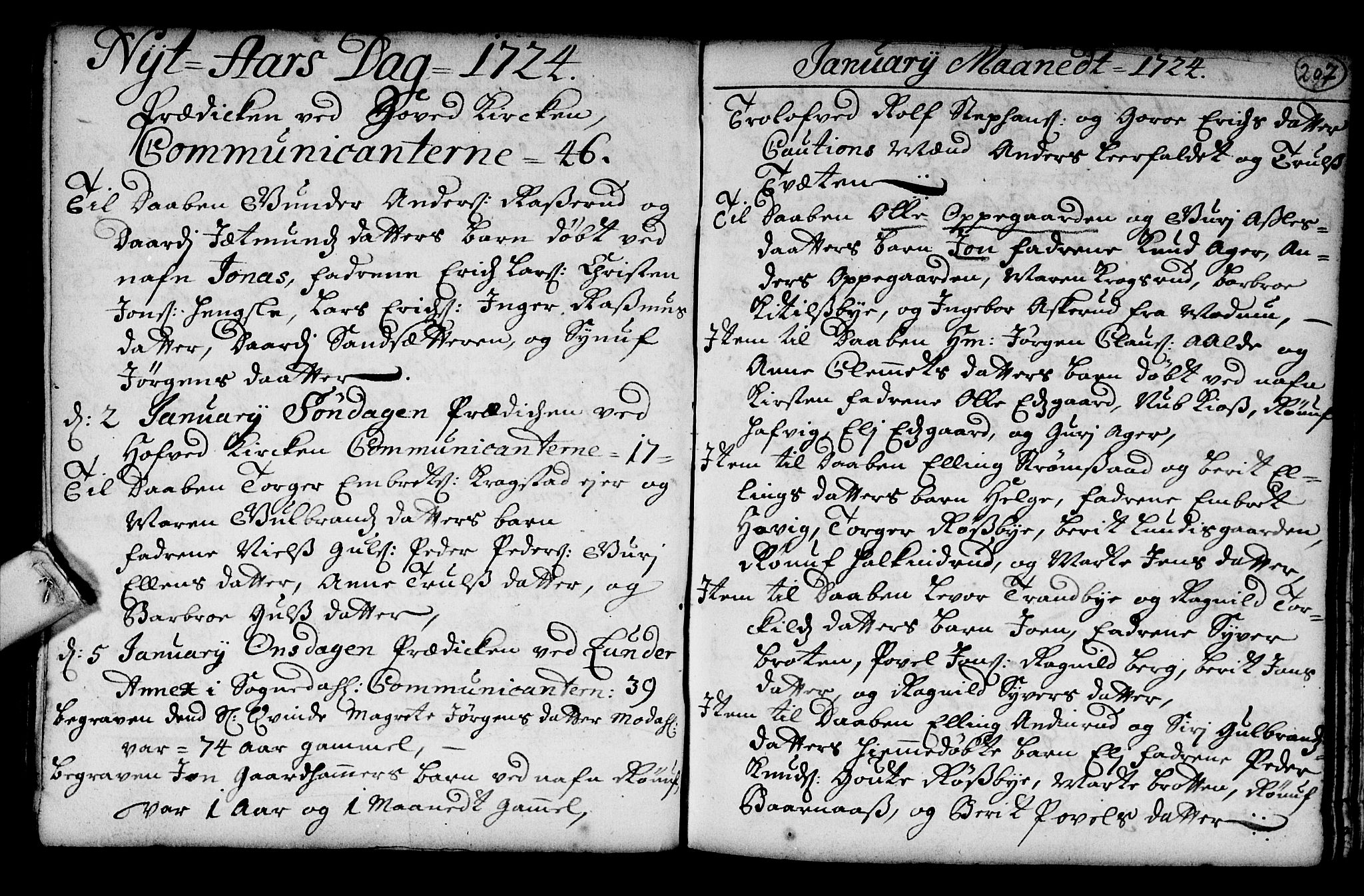 Norderhov kirkebøker, SAKO/A-237/G/Ga/L0001: Klokkerbok nr. I 1, 1717-1725, s. 207