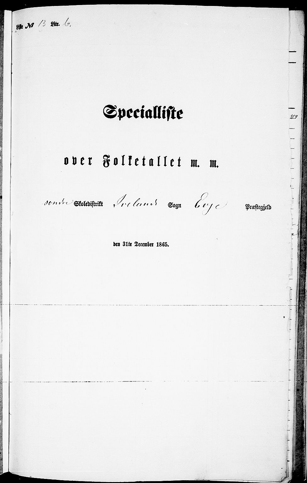 RA, Folketelling 1865 for 0934P Evje prestegjeld, 1865, s. 167
