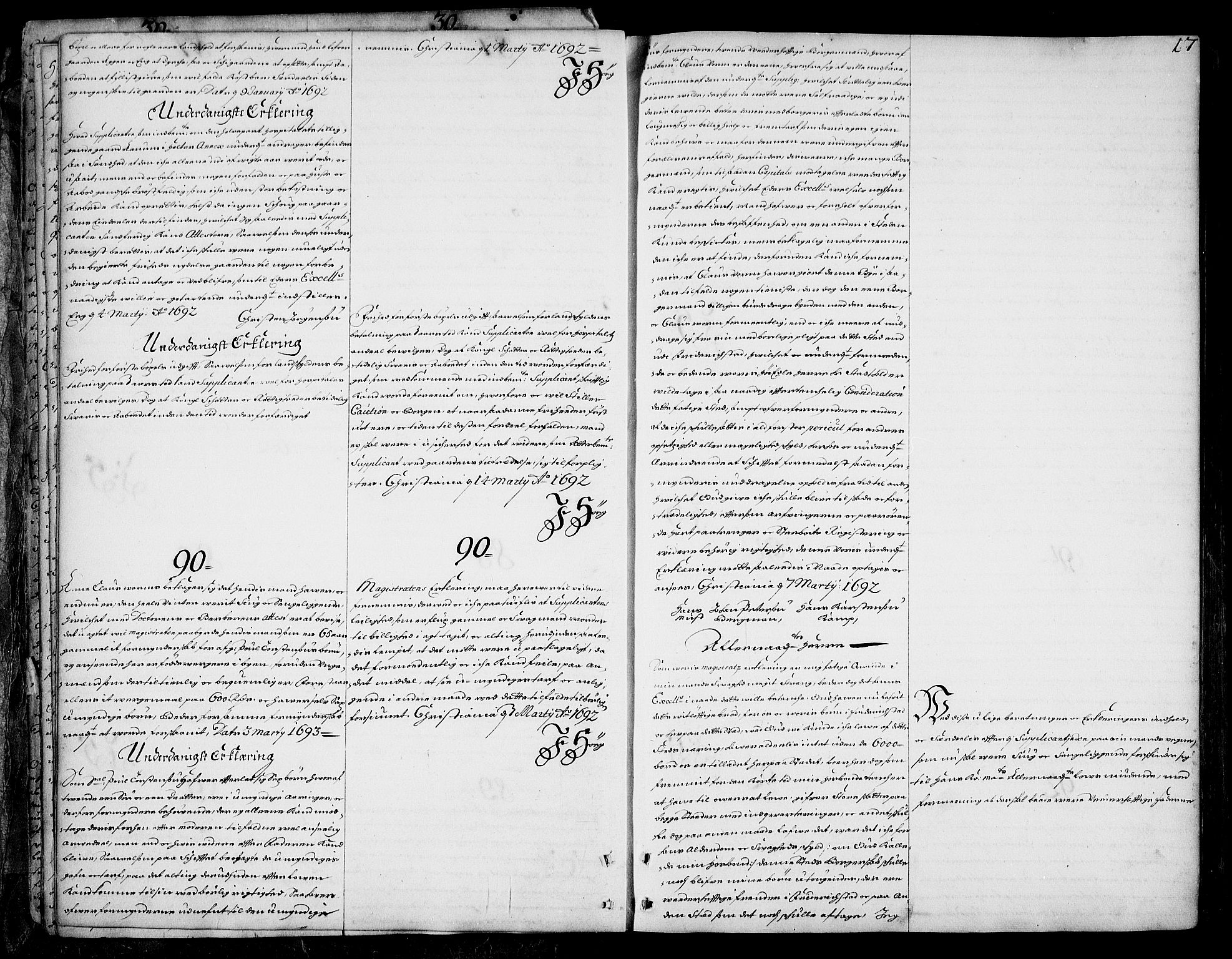 Stattholderembetet 1572-1771, AV/RA-EA-2870/Ad/L0005: Supplikasjons- og resolusjonsprotokoll, 1692-1699, s. 16b-17a
