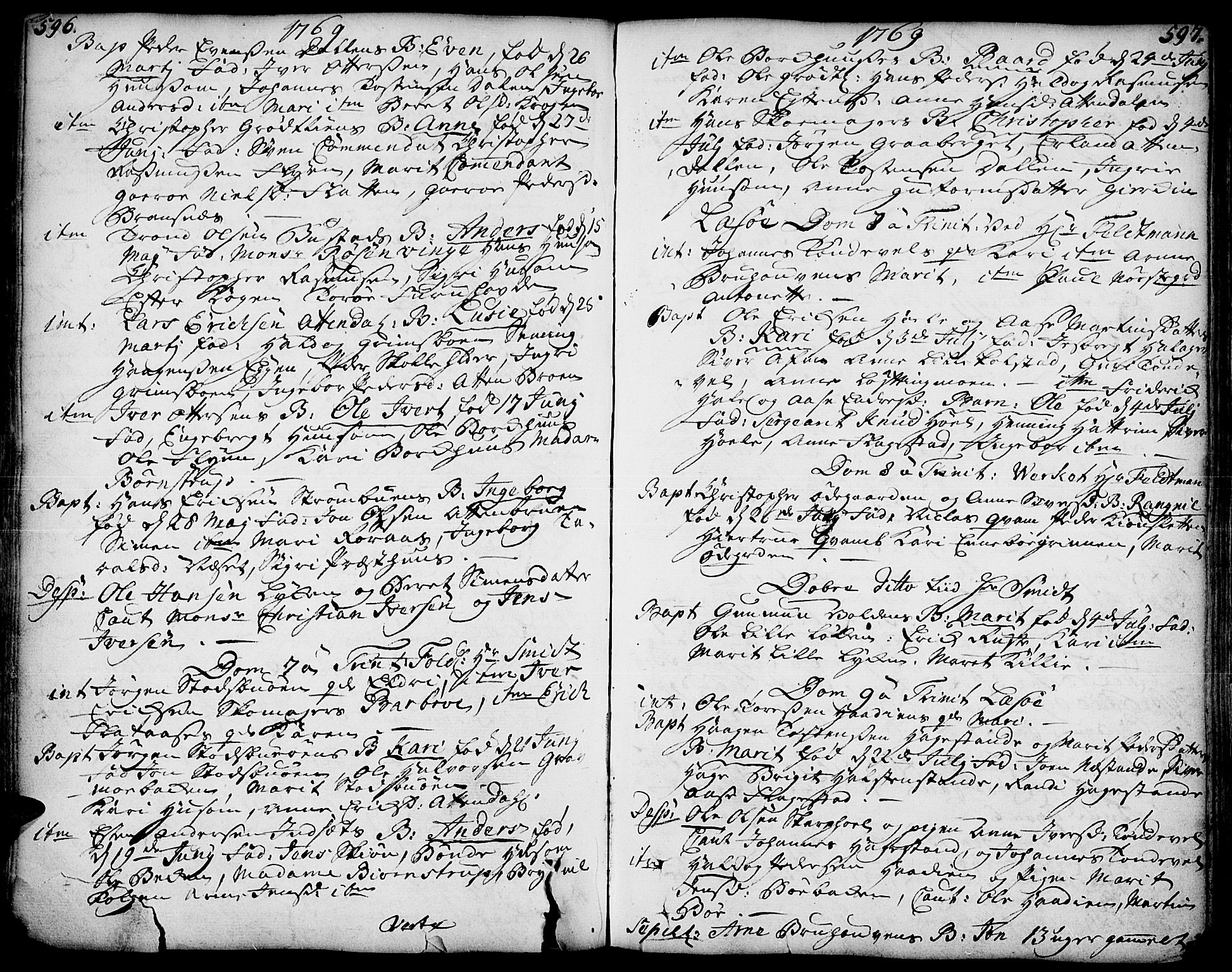 Lesja prestekontor, AV/SAH-PREST-068/H/Ha/Haa/L0002: Ministerialbok nr. 2, 1732-1776, s. 596-597