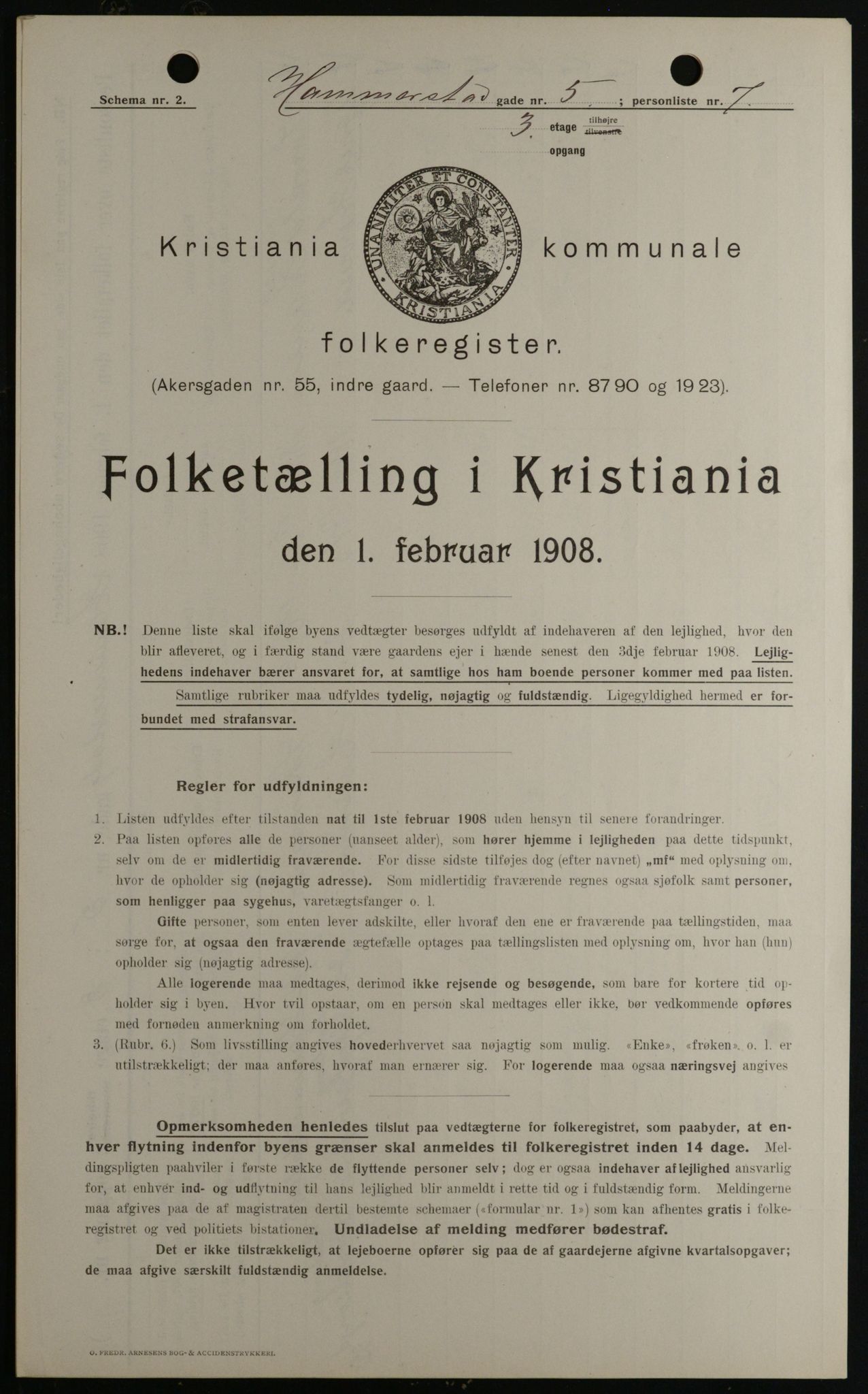 OBA, Kommunal folketelling 1.2.1908 for Kristiania kjøpstad, 1908, s. 31197