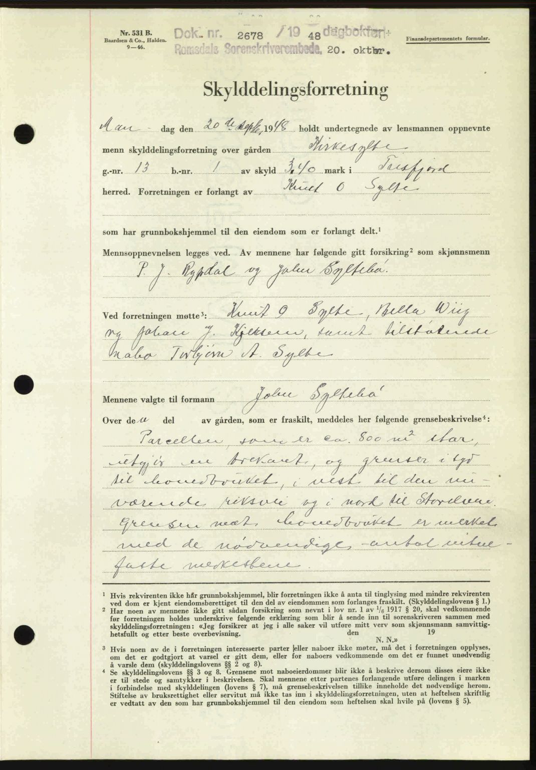 Romsdal sorenskriveri, SAT/A-4149/1/2/2C: Pantebok nr. A27, 1948-1948, Dagboknr: 2678/1948