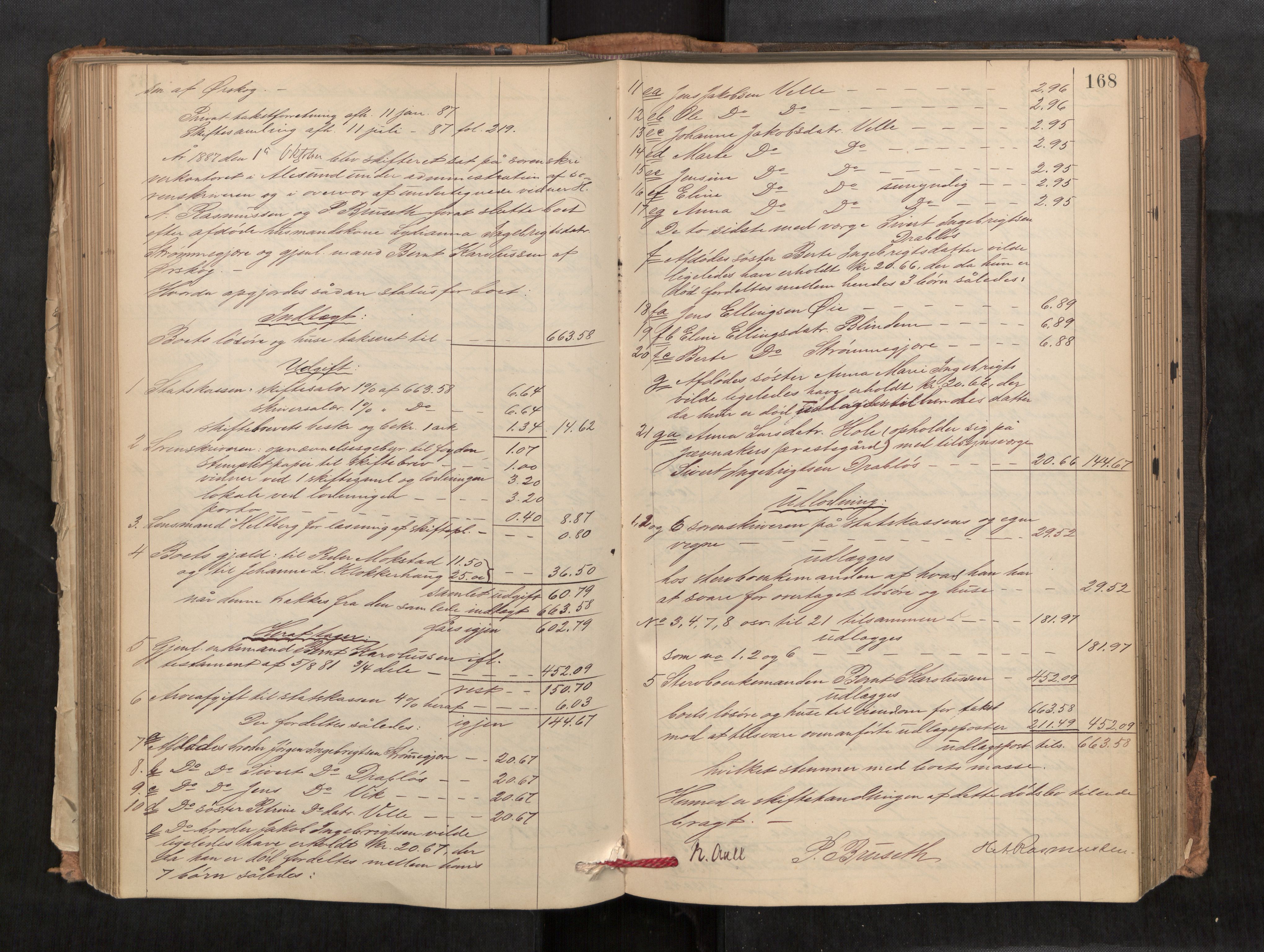 Nordre Sunnmøre sorenskriveri, AV/SAT-A-0006/1/3/3A/L0021: Skiftesluttningsprotokoll 2, 1884-1893, s. 168