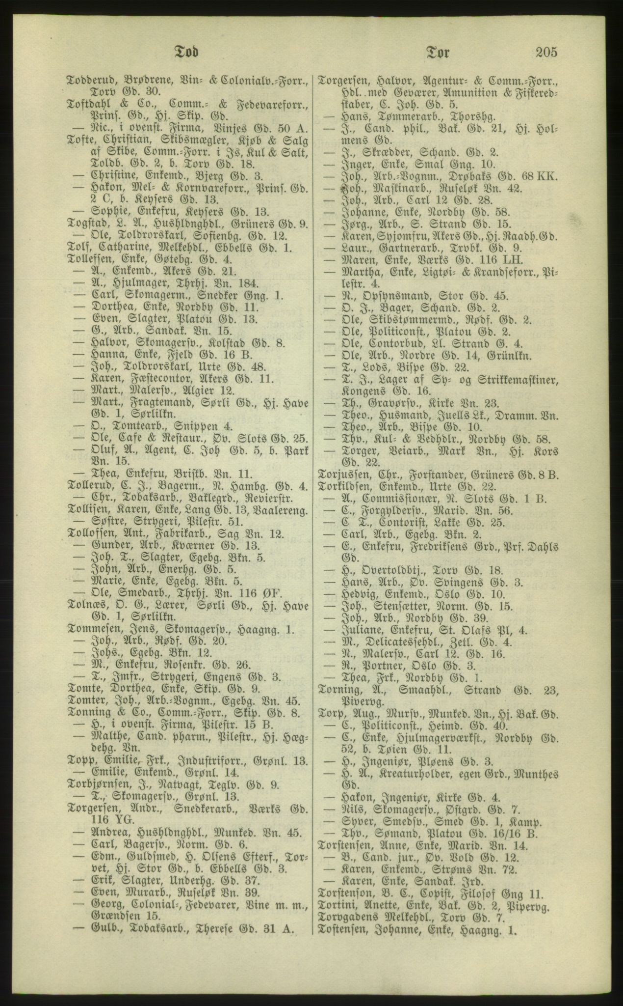 Kristiania/Oslo adressebok, PUBL/-, 1881, s. 205