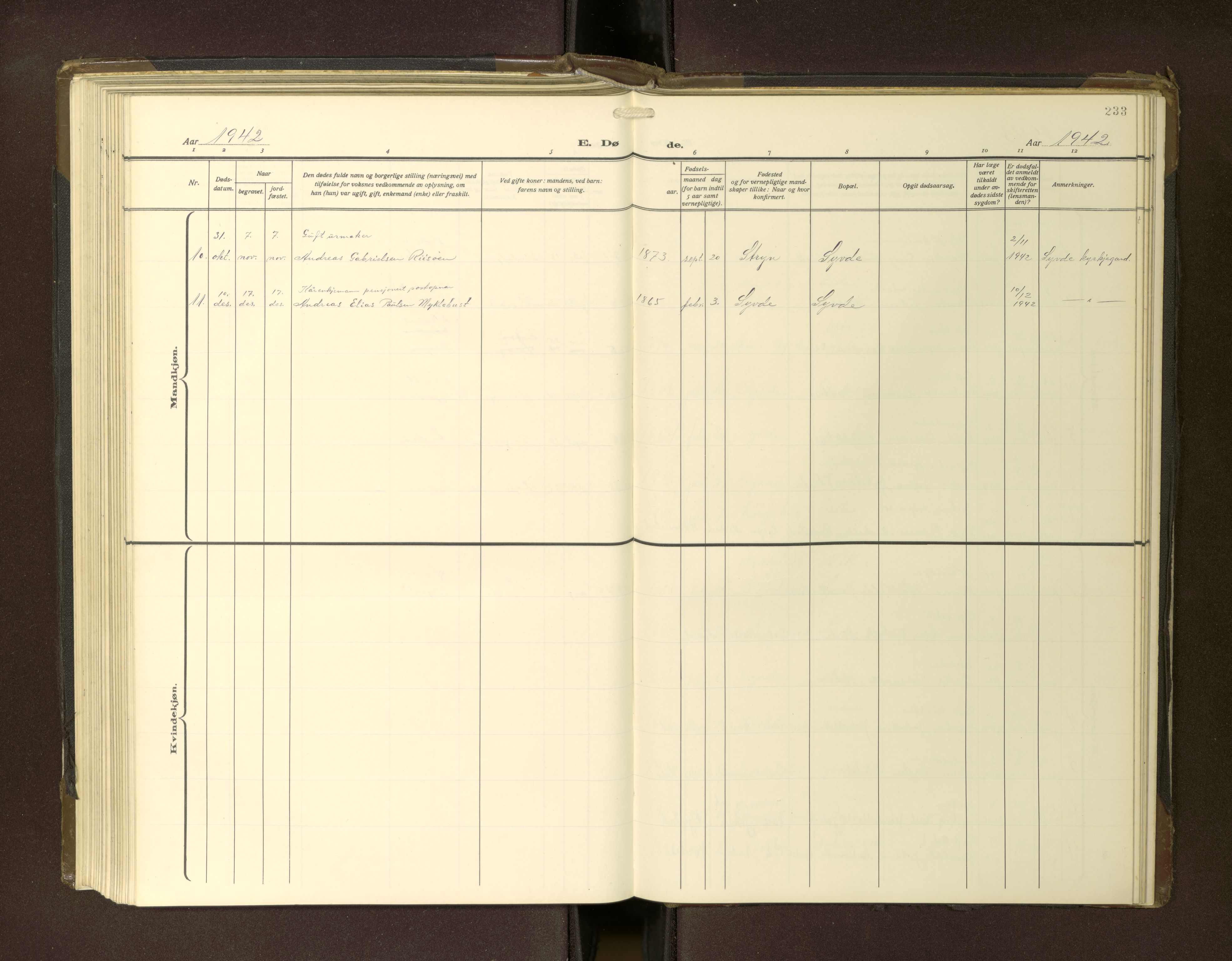 Ministerialprotokoller, klokkerbøker og fødselsregistre - Møre og Romsdal, AV/SAT-A-1454/502/L0029: Klokkerbok nr. 502---, 1932-1968, s. 233