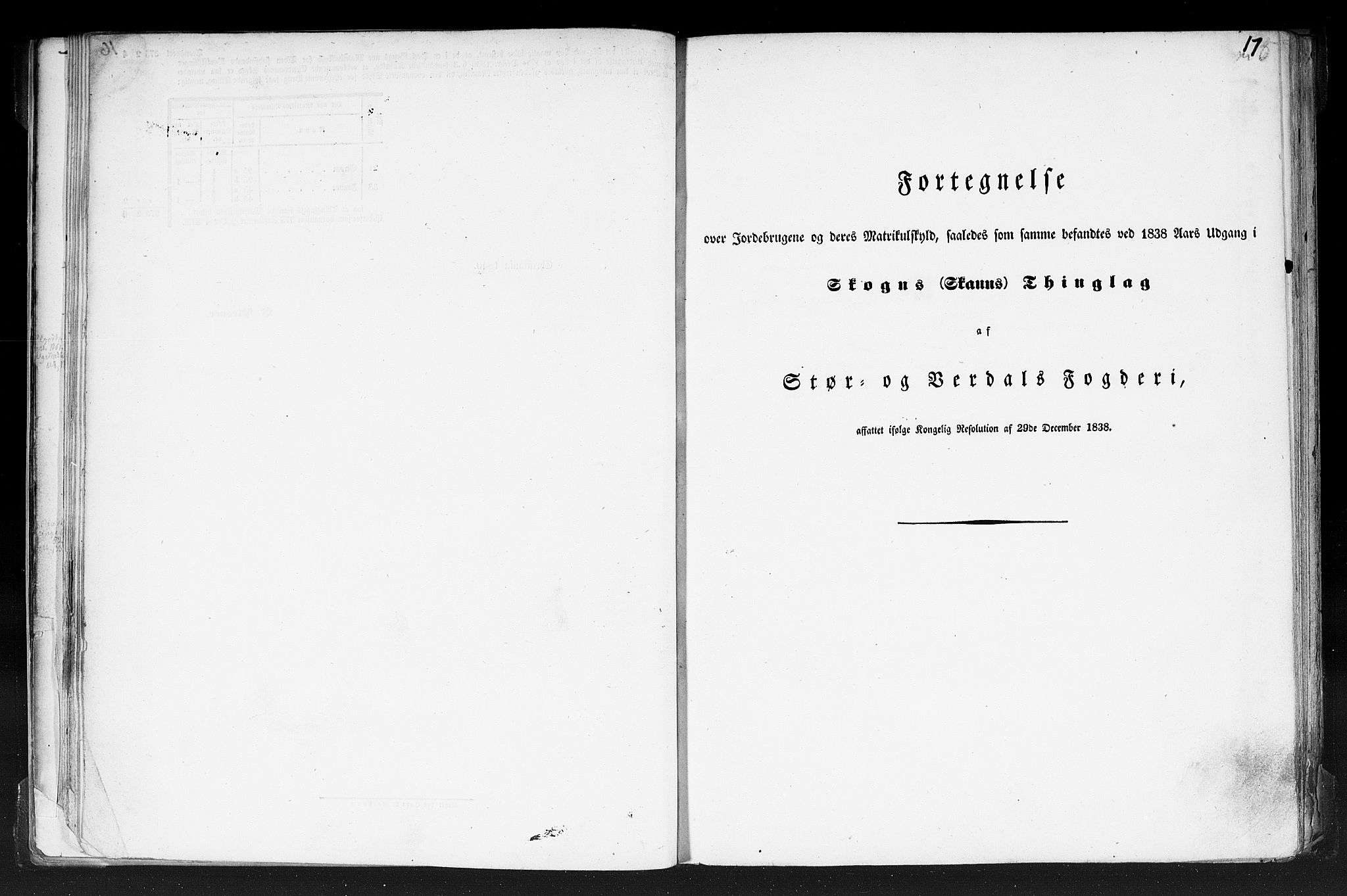 Rygh, RA/PA-0034/F/Fb/L0015/0001: Matrikkelen for 1838 / Matrikkelen for 1838 - Nordre Trondhjems amt (Nord-Trøndelag fylke), 1838, s. 17a