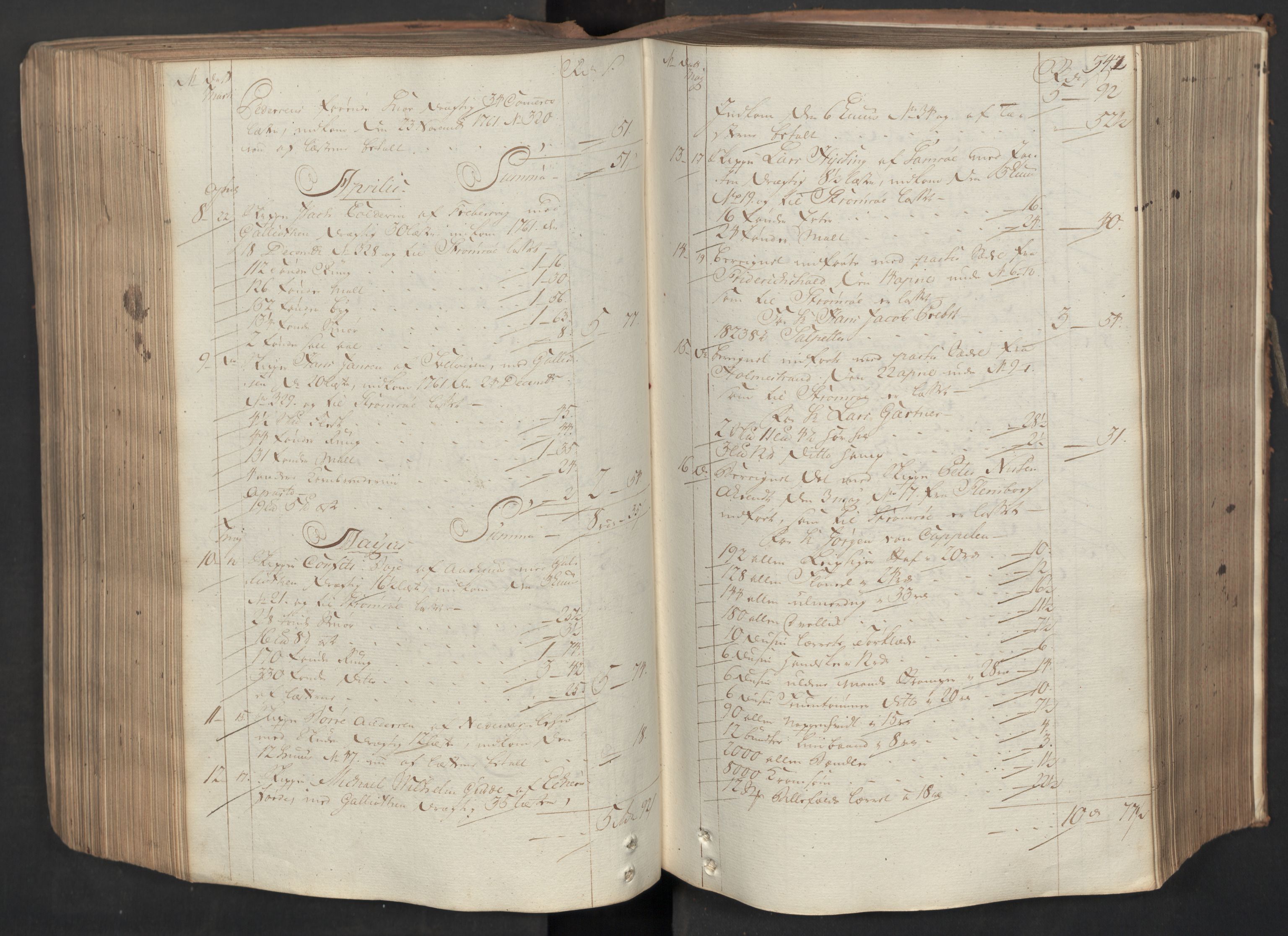 Generaltollkammeret, tollregnskaper, AV/RA-EA-5490/R08/L0053a/0001: Tollregnskaper Drammen / Inngående hovedtollbok, 1762, s. 341b-342a