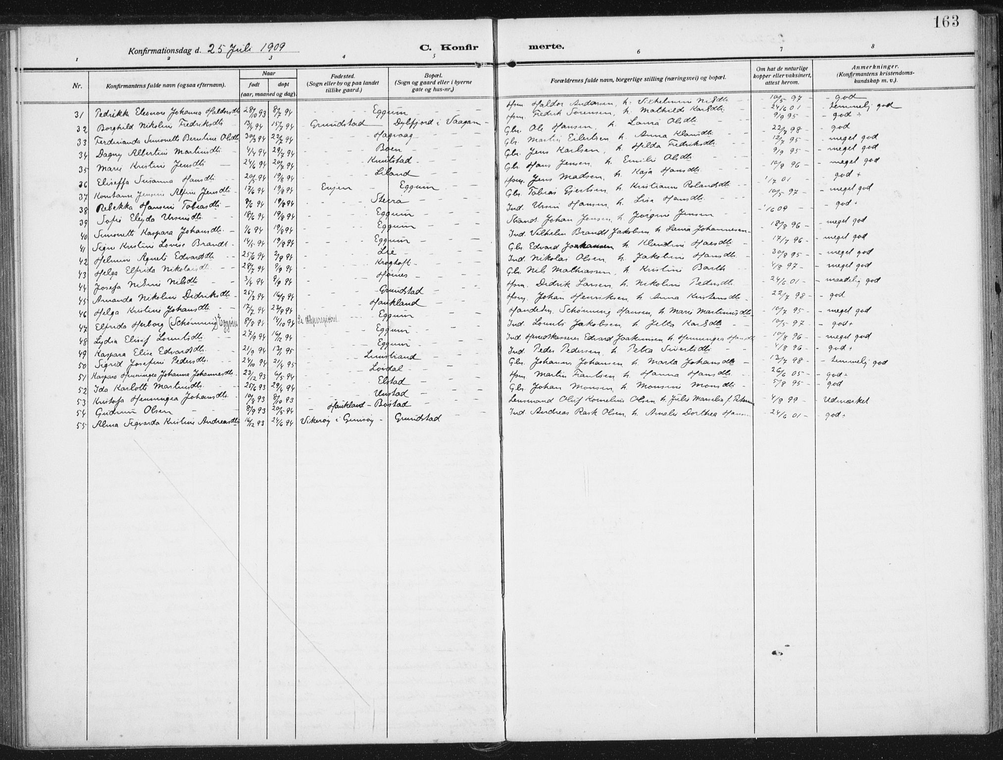 Ministerialprotokoller, klokkerbøker og fødselsregistre - Nordland, SAT/A-1459/880/L1135: Ministerialbok nr. 880A09, 1908-1919, s. 163