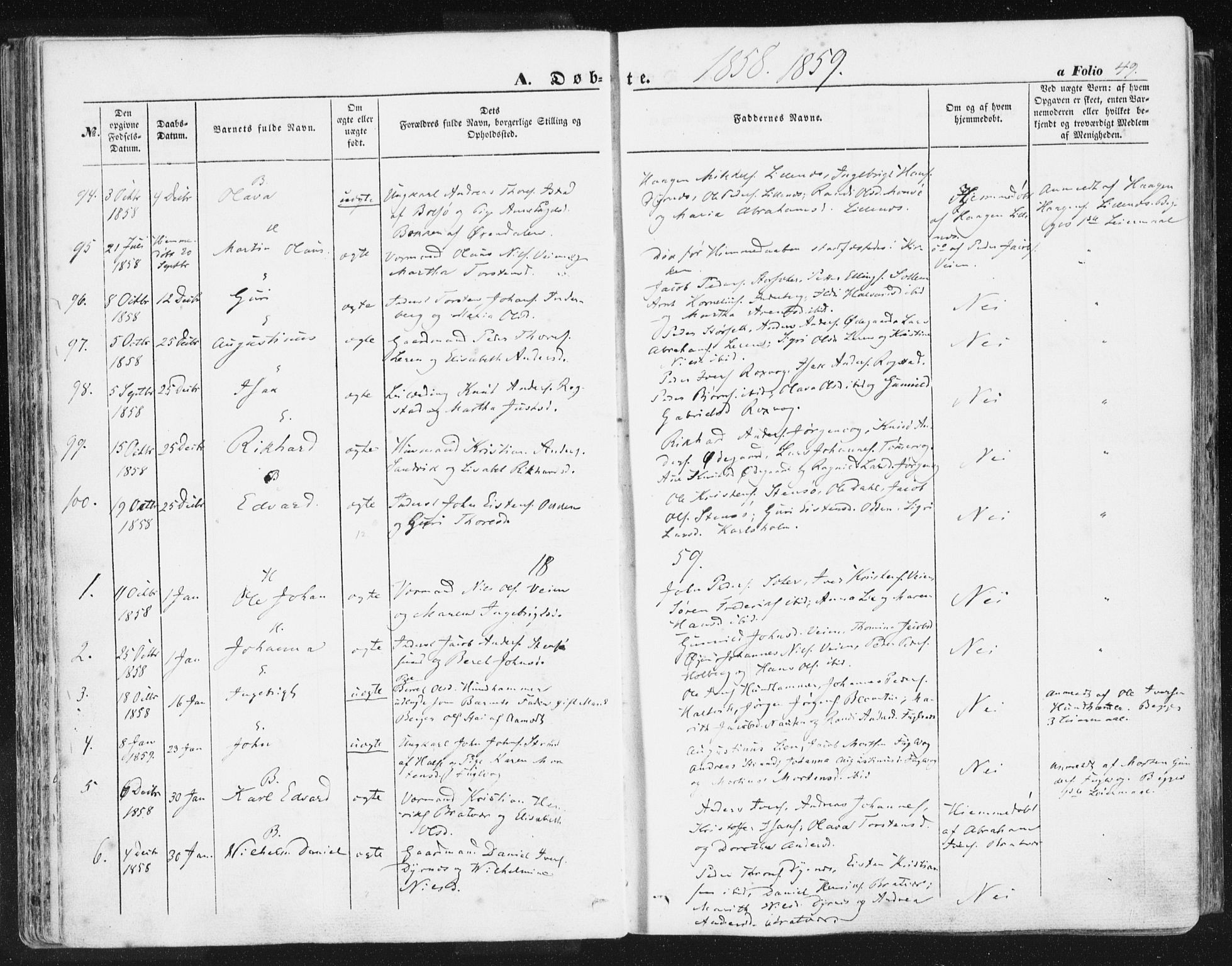 Ministerialprotokoller, klokkerbøker og fødselsregistre - Møre og Romsdal, SAT/A-1454/581/L0937: Ministerialbok nr. 581A05, 1853-1872, s. 49