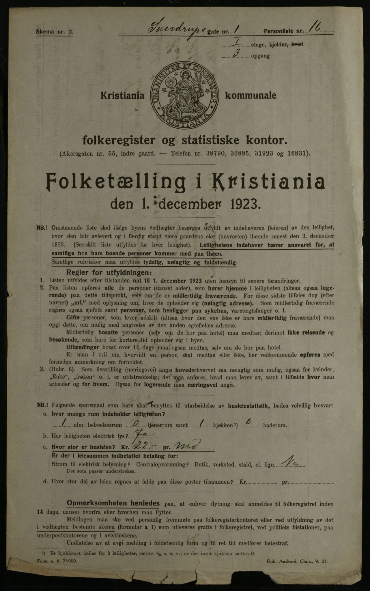 OBA, Kommunal folketelling 1.12.1923 for Kristiania, 1923, s. 116231