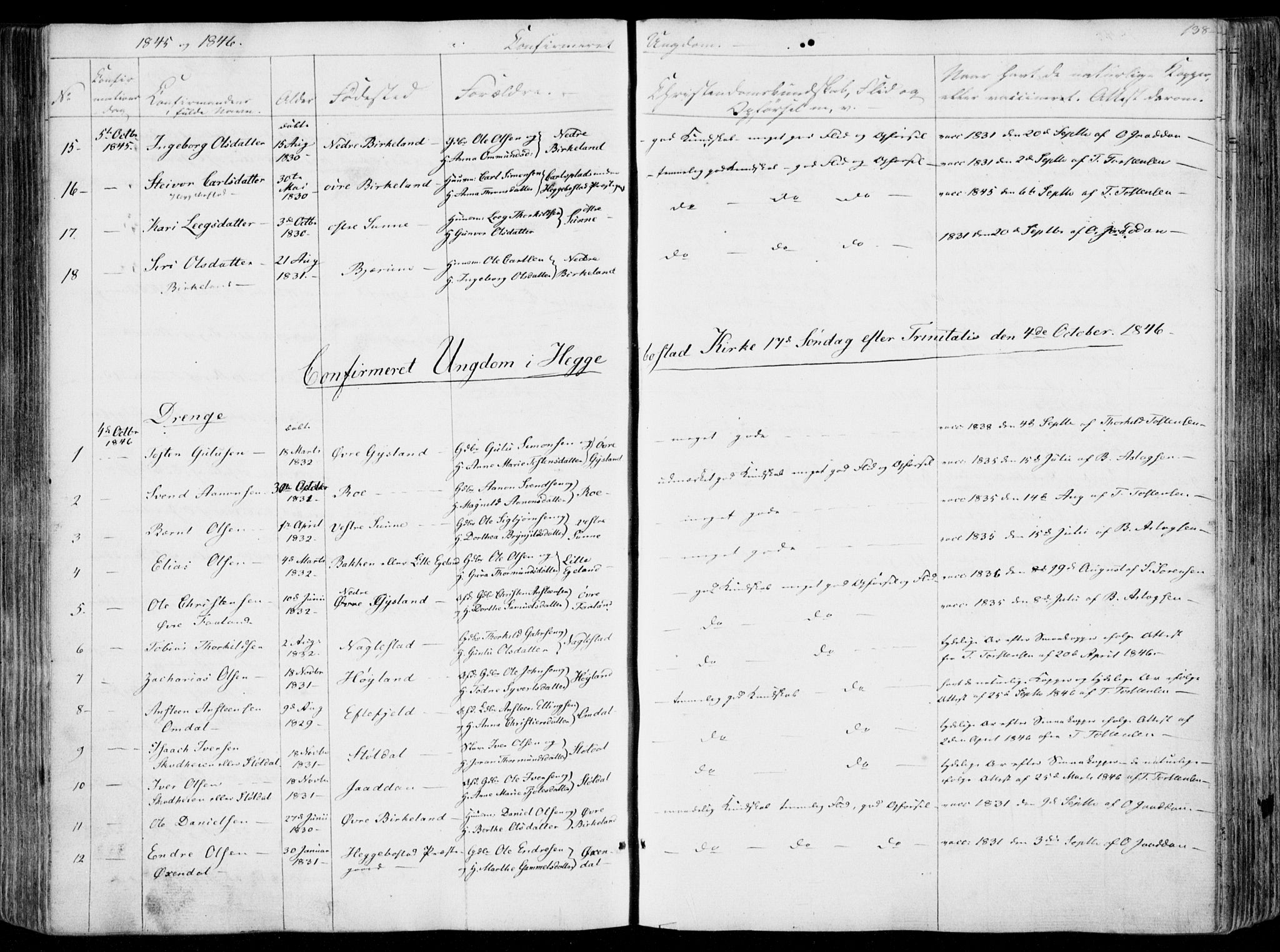 Hægebostad sokneprestkontor, SAK/1111-0024/F/Fa/Faa/L0004: Ministerialbok nr. A 4, 1834-1864, s. 138