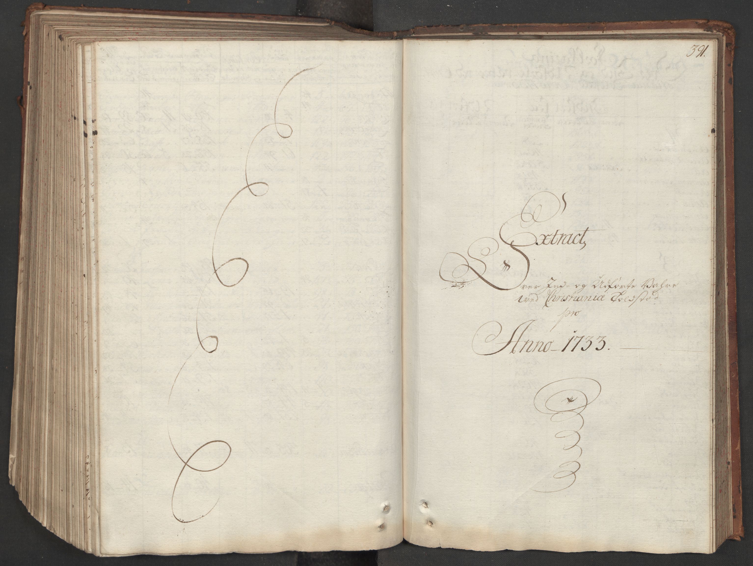 Generaltollkammeret, tollregnskaper, AV/RA-EA-5490/R06/L0015/0001: Tollregnskaper Kristiania / Hovedtollbok, 1733, s. 390b-391a