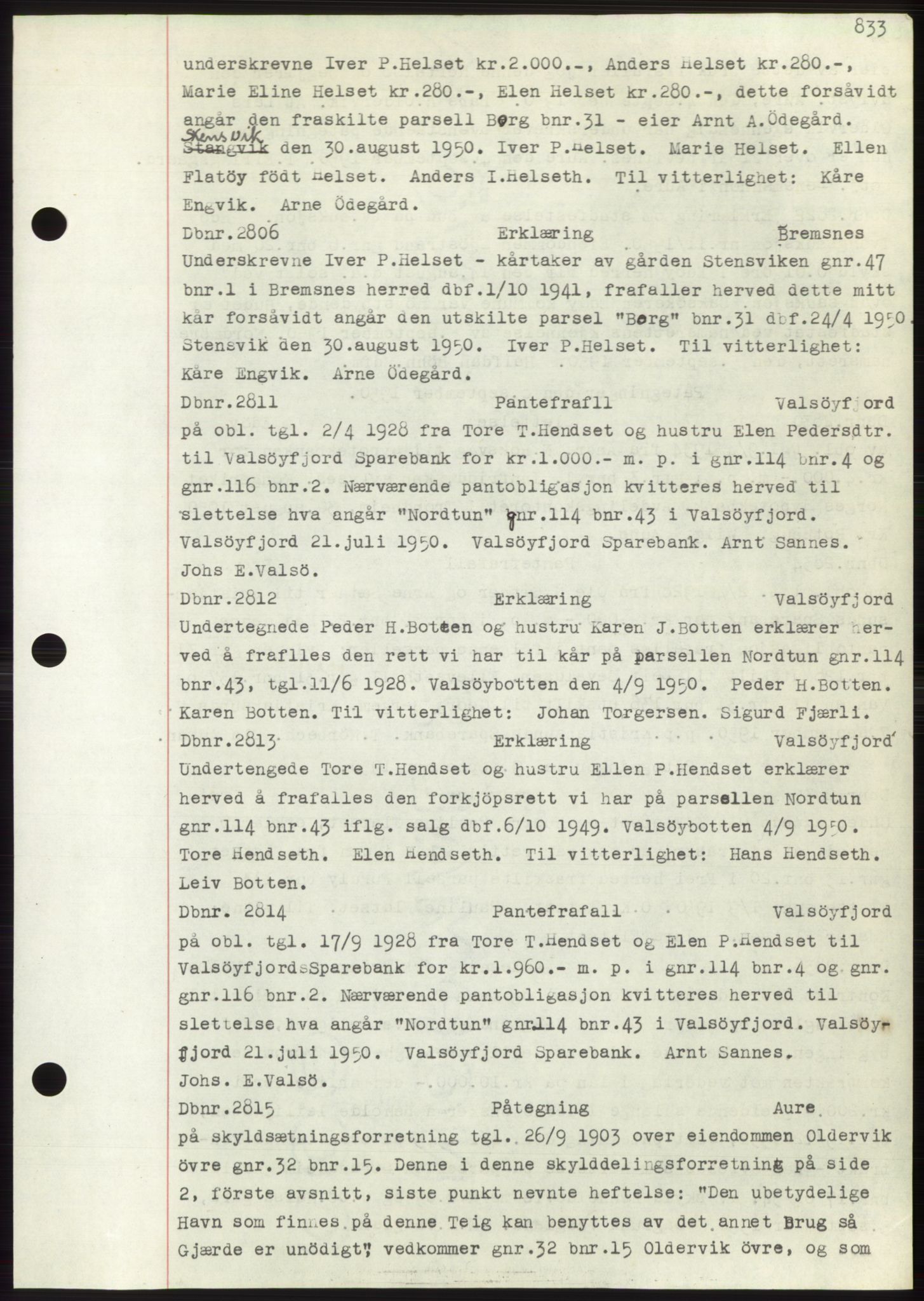 Nordmøre sorenskriveri, SAT/A-4132/1/2/2Ca: Pantebok nr. C82b, 1946-1951, Dagboknr: 2806/1950