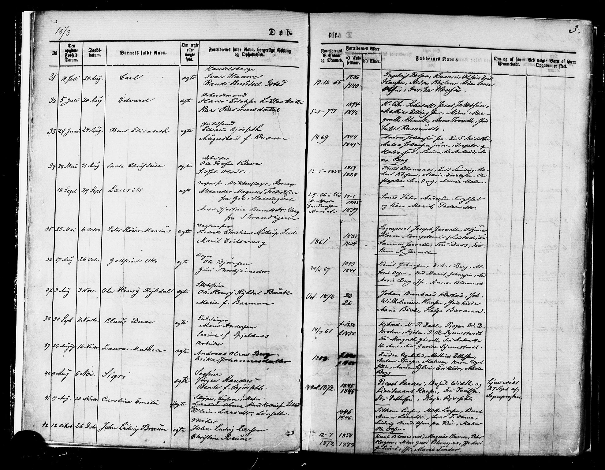Ministerialprotokoller, klokkerbøker og fødselsregistre - Møre og Romsdal, SAT/A-1454/558/L0691: Ministerialbok nr. 558A05, 1873-1886, s. 3