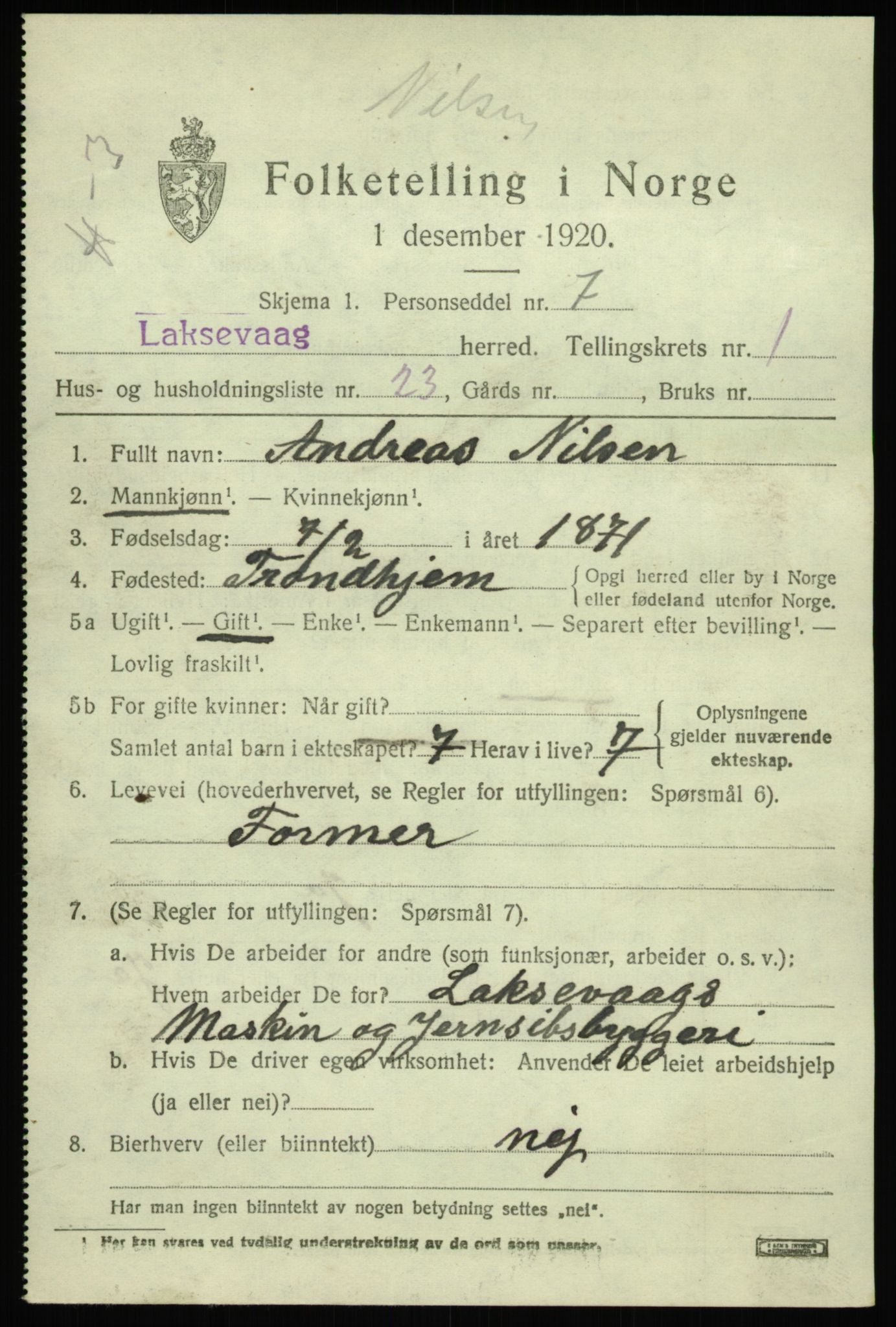 SAB, Folketelling 1920 for 1248 Laksevåg herred, 1920, s. 2576