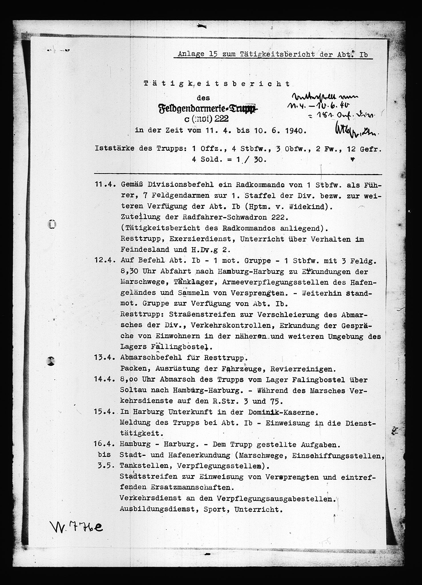 Documents Section, AV/RA-RAFA-2200/V/L0088: Amerikansk mikrofilm "Captured German Documents".
Box No. 727.  FKA jnr. 601/1954., 1939-1940, s. 827