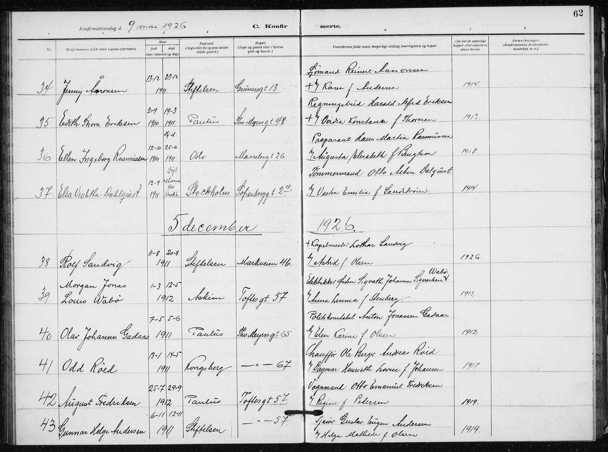 Hauge prestekontor Kirkebøker, AV/SAO-A-10849/F/Fa/L0002: Ministerialbok nr. 2, 1917-1938, s. 62