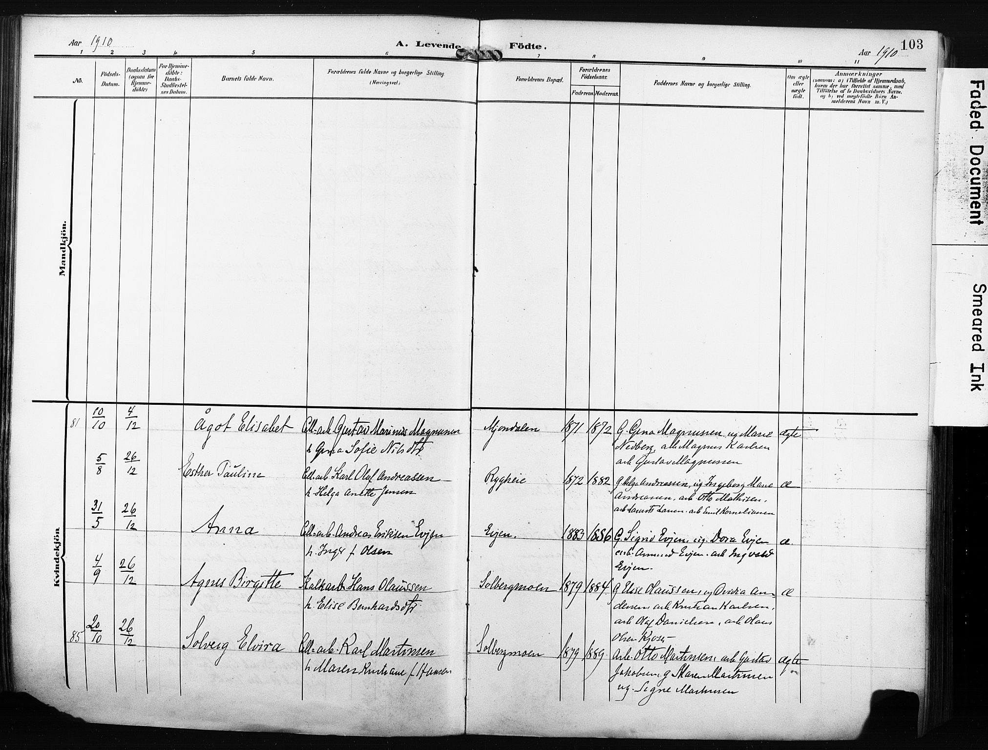 Nedre Eiker kirkebøker, AV/SAKO-A-612/F/Fa/L0006: Ministerialbok nr. 6, 1906-1912, s. 103