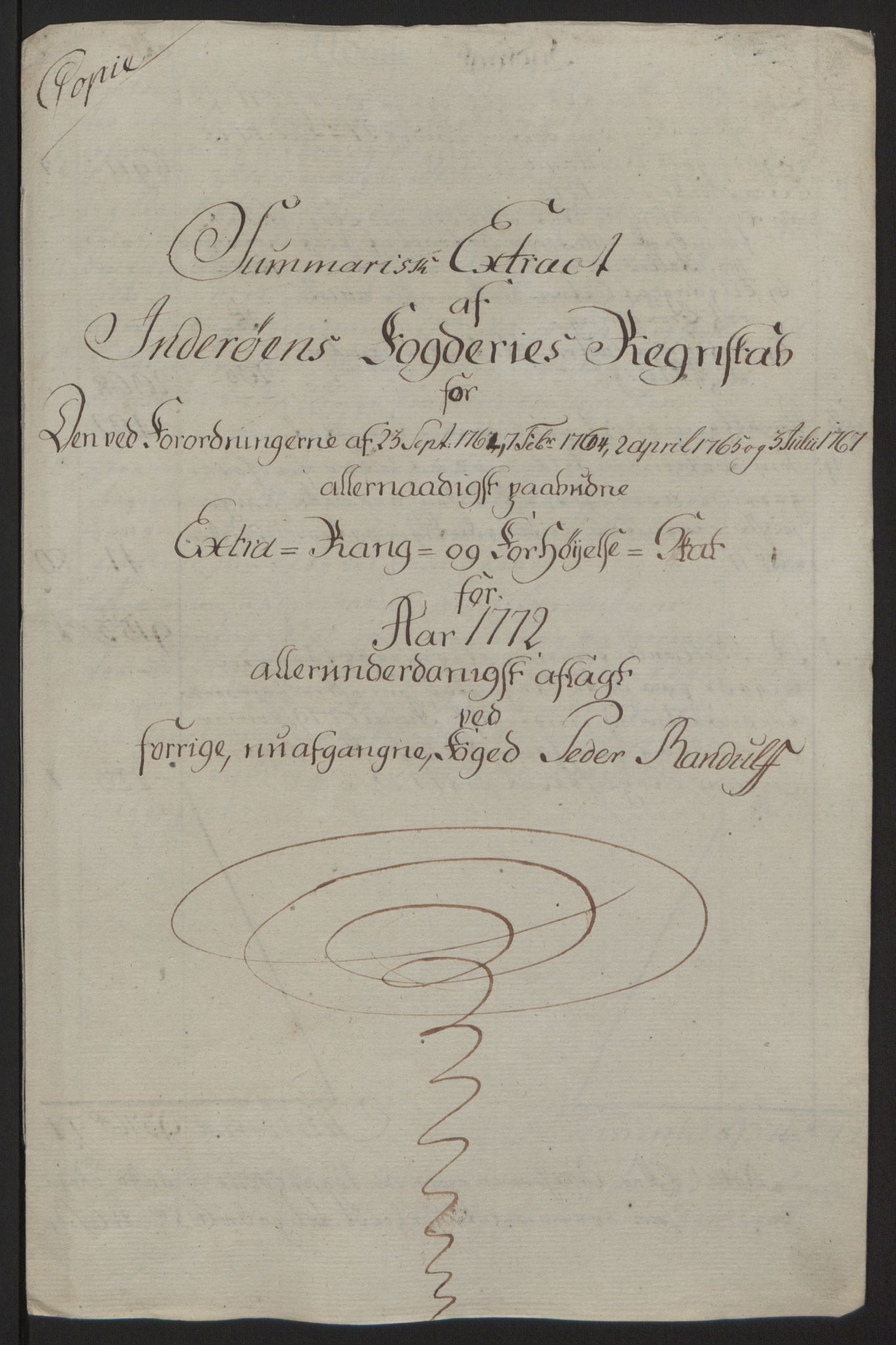 Rentekammeret inntil 1814, Reviderte regnskaper, Fogderegnskap, AV/RA-EA-4092/R63/L4420: Ekstraskatten Inderøy, 1762-1772, s. 488