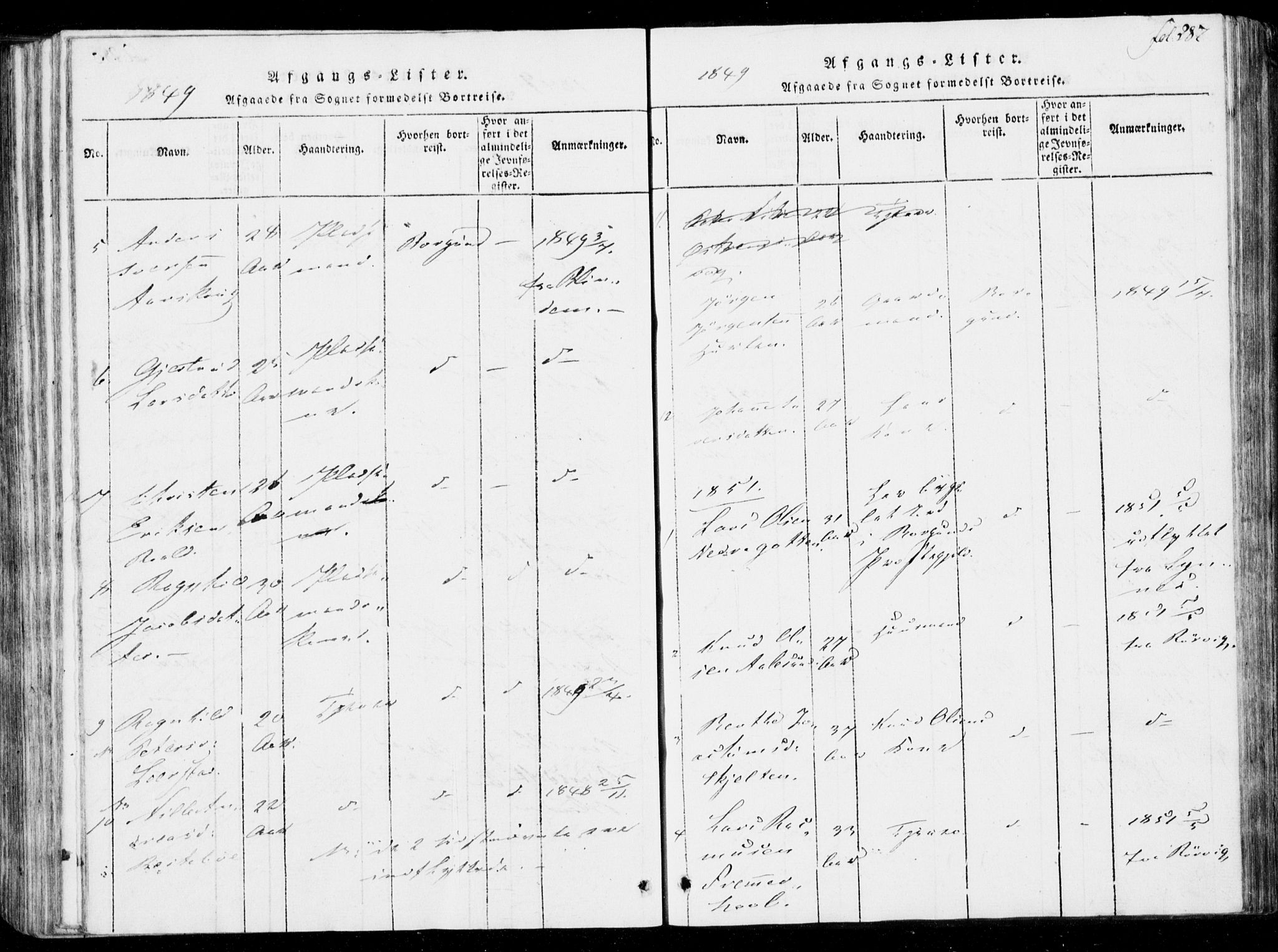 Ministerialprotokoller, klokkerbøker og fødselsregistre - Møre og Romsdal, SAT/A-1454/537/L0517: Ministerialbok nr. 537A01, 1818-1862, s. 287