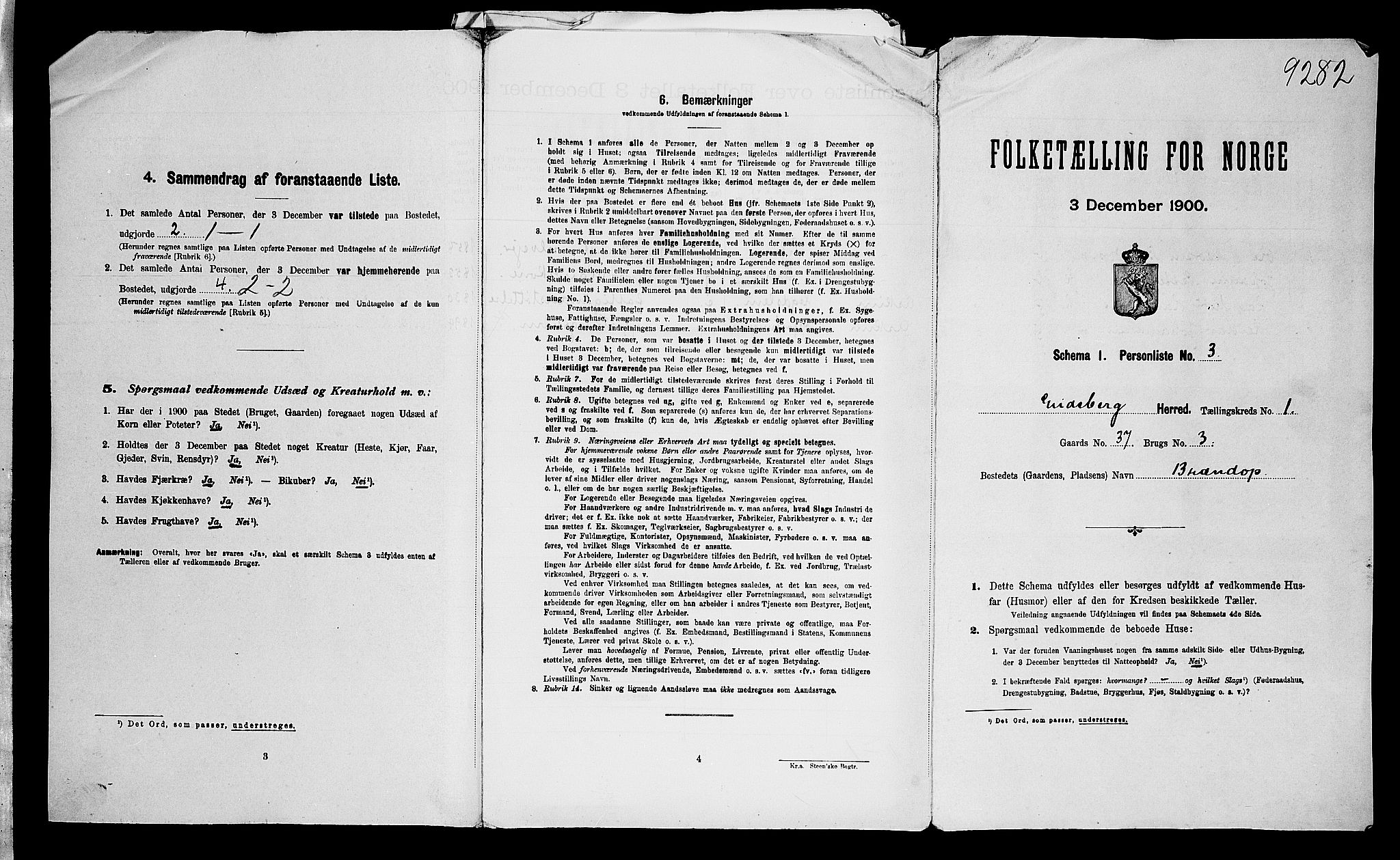 SAO, Folketelling 1900 for 0125 Eidsberg herred, 1900