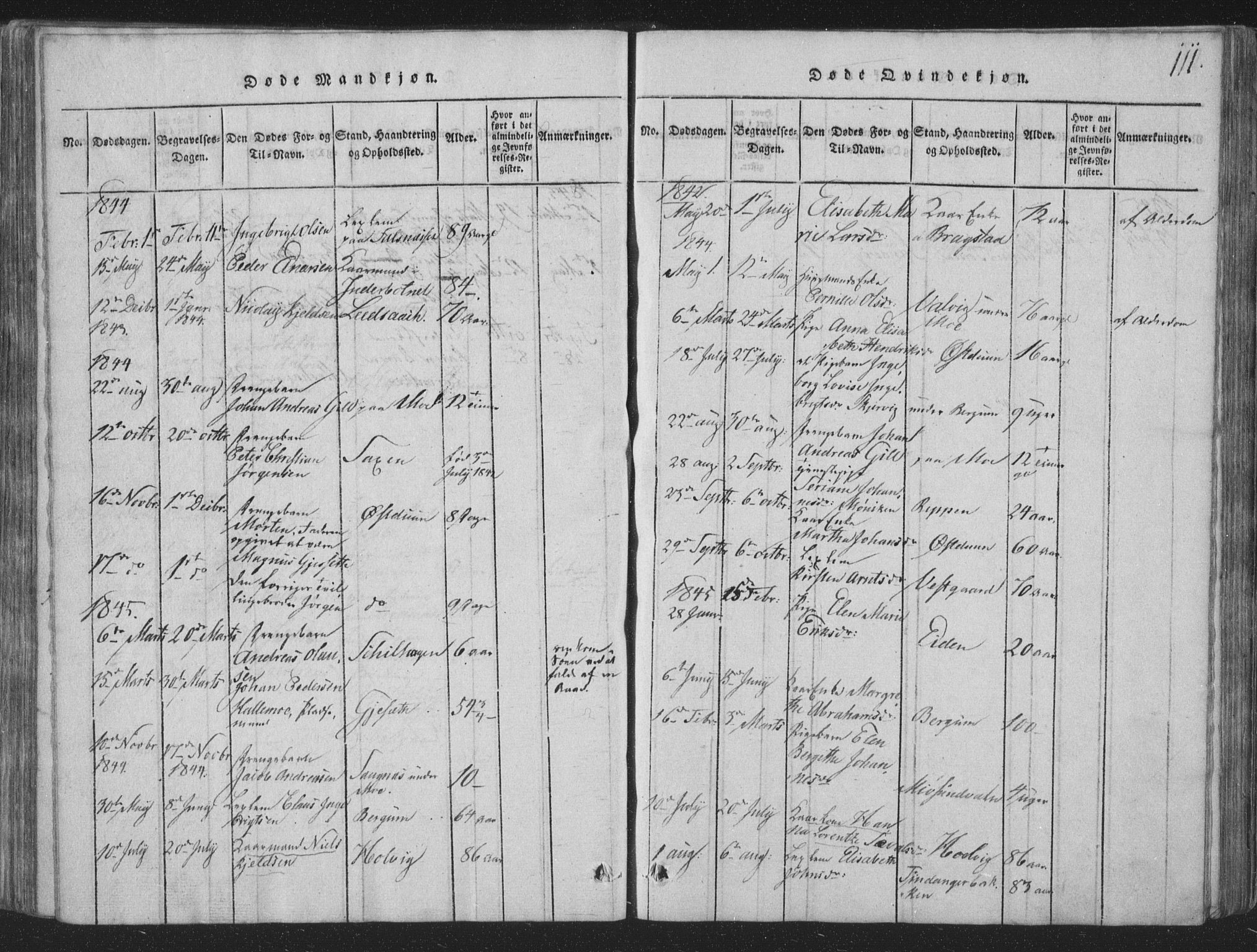 Ministerialprotokoller, klokkerbøker og fødselsregistre - Nord-Trøndelag, SAT/A-1458/773/L0613: Ministerialbok nr. 773A04, 1815-1845, s. 111