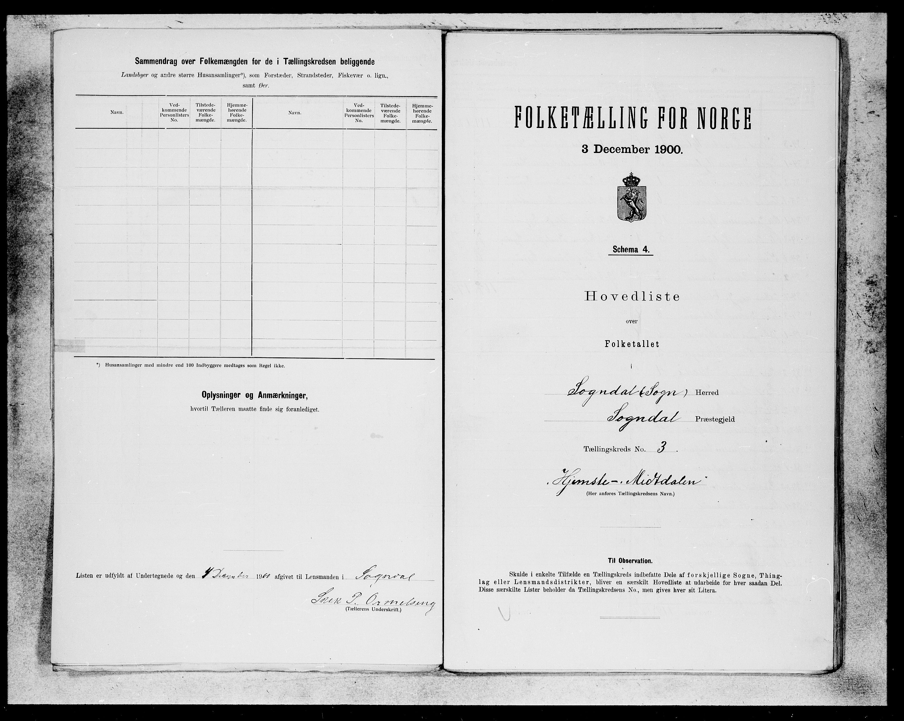 SAB, Folketelling 1900 for 1420 Sogndal herred, 1900, s. 5