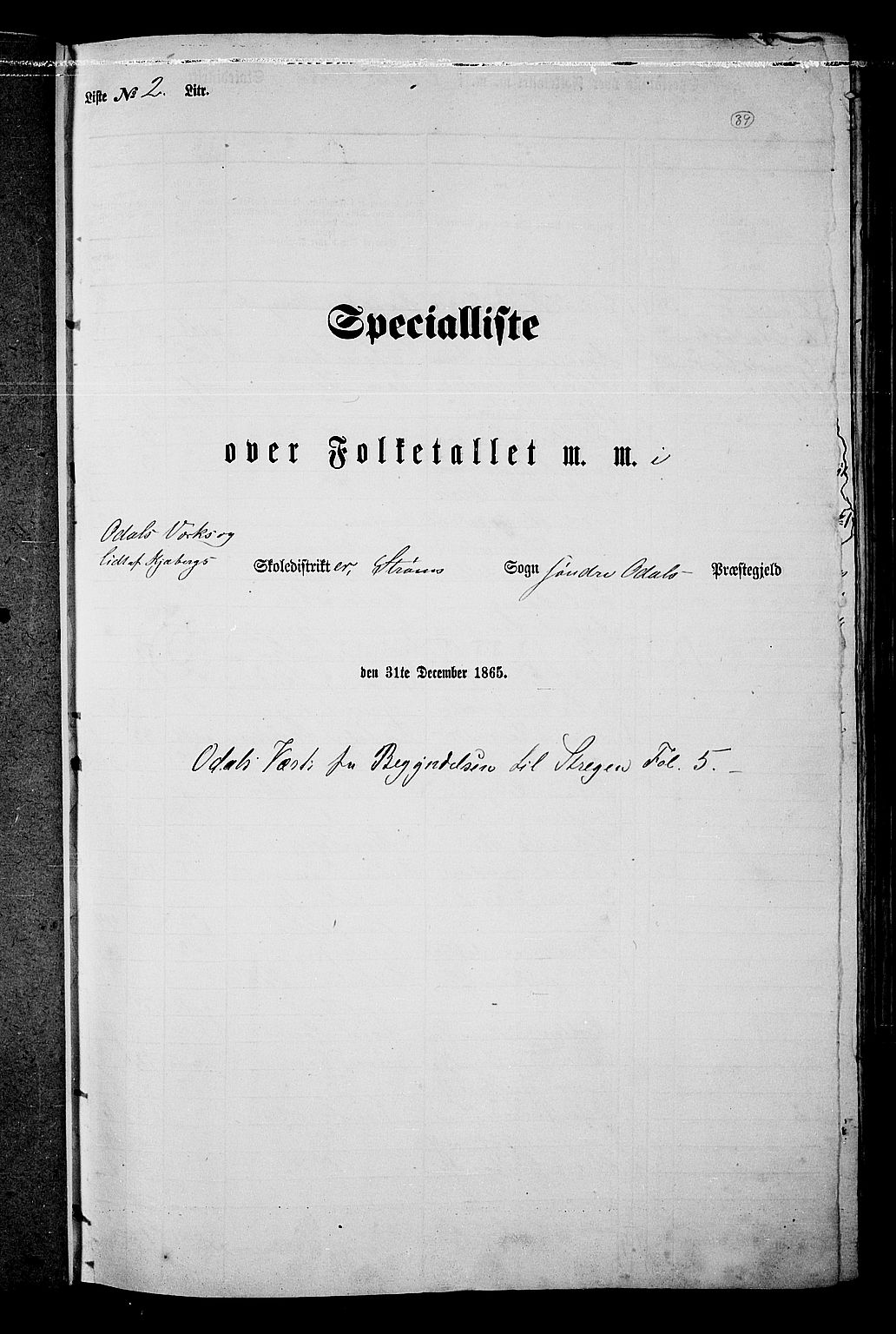 RA, Folketelling 1865 for 0419P Sør-Odal prestegjeld, 1865, s. 35