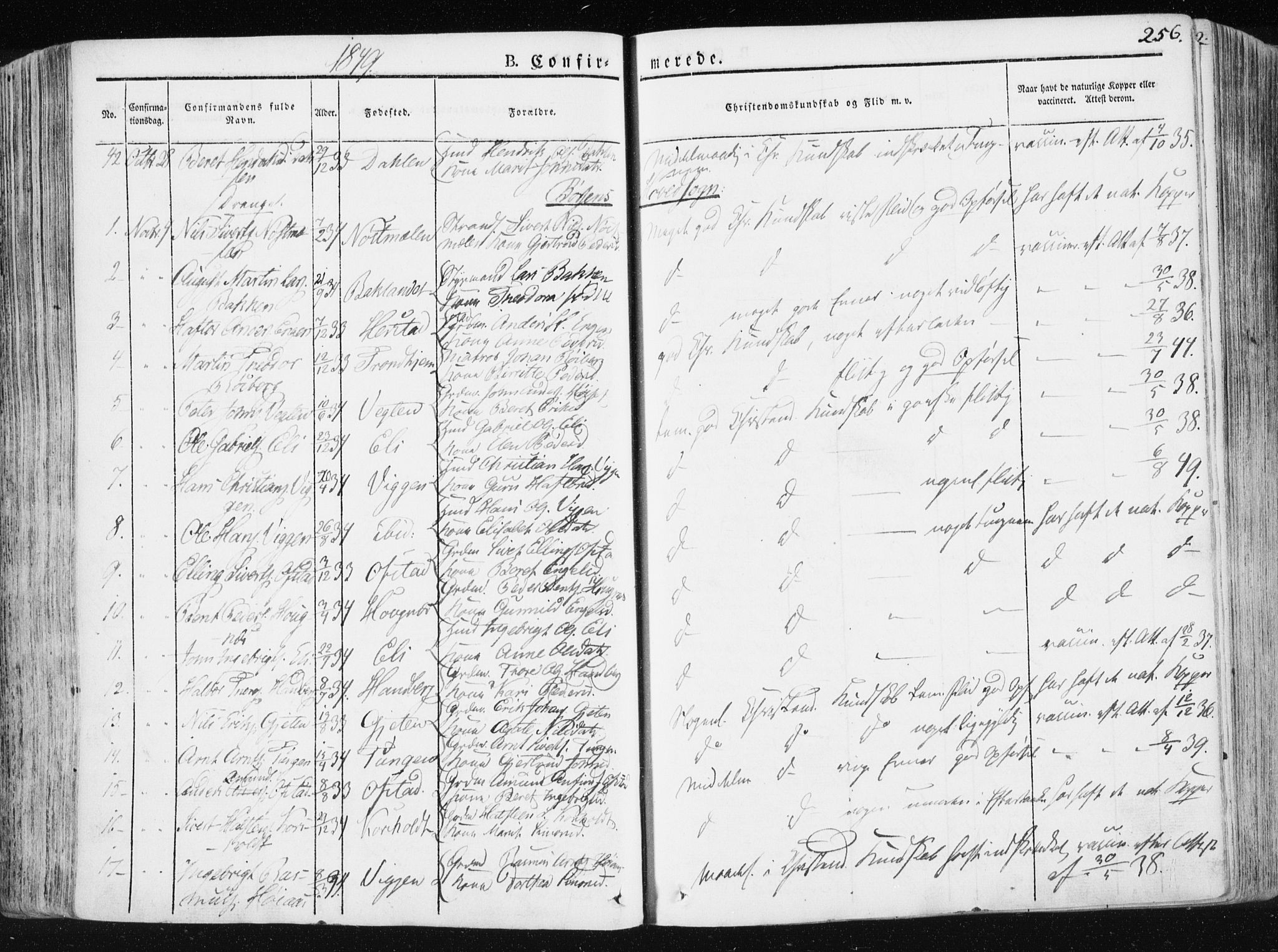 Ministerialprotokoller, klokkerbøker og fødselsregistre - Sør-Trøndelag, SAT/A-1456/665/L0771: Ministerialbok nr. 665A06, 1830-1856, s. 256