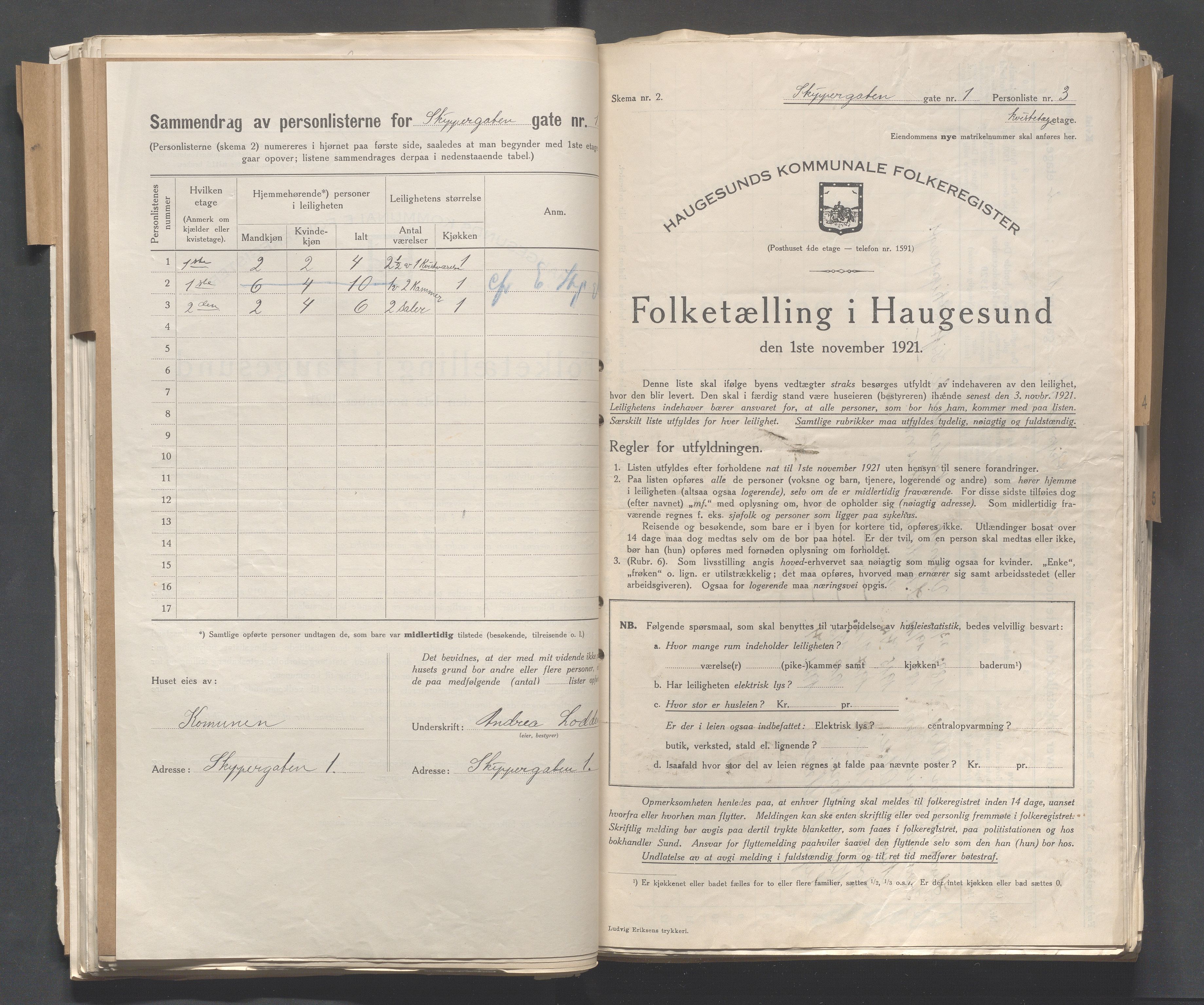 IKAR, Kommunal folketelling 1.11.1921 for Haugesund, 1921, s. 3970