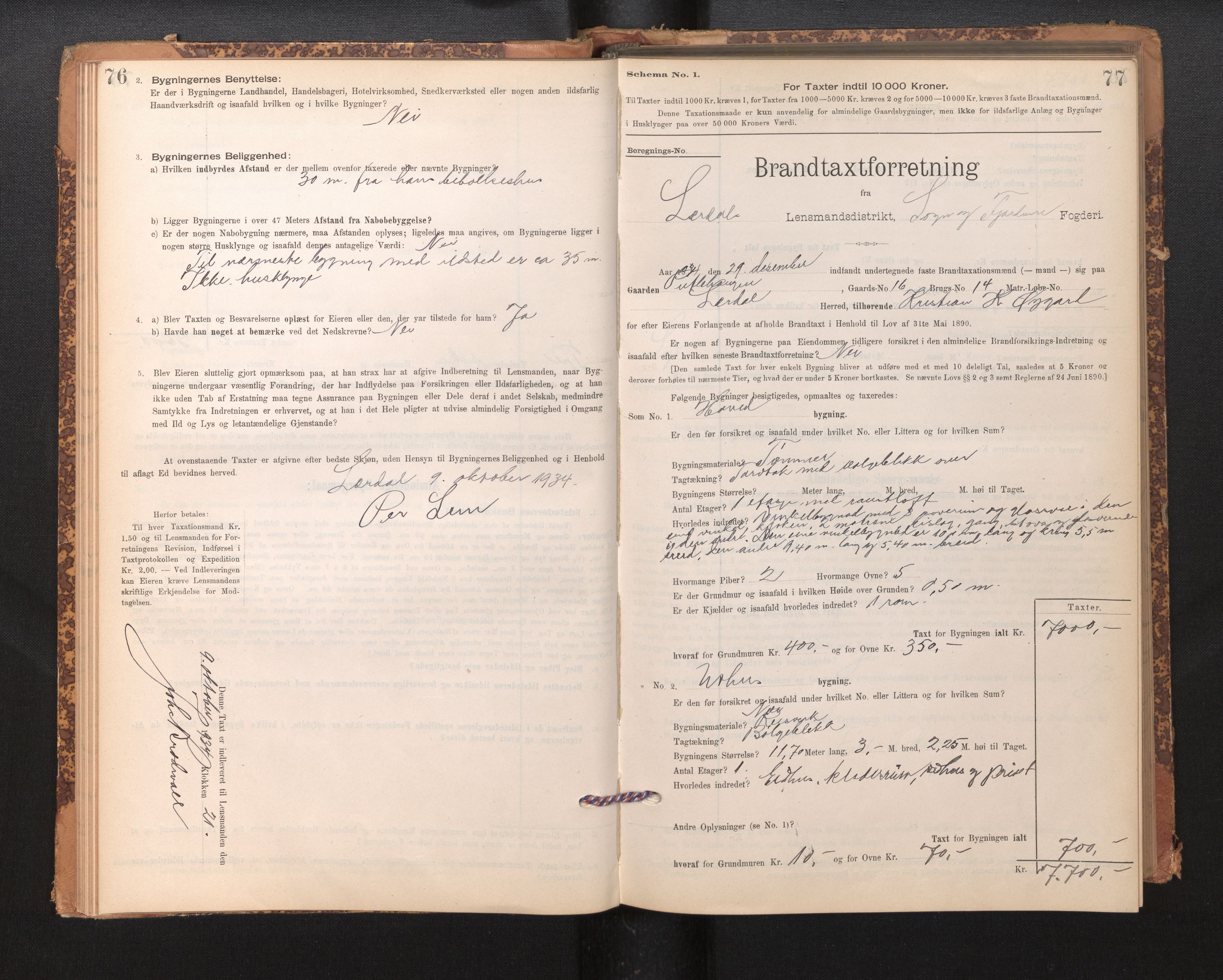 Lensmannen i Lærdal, AV/SAB-A-29401/0012/L0006: Branntakstprotokoll, skjematakst, 1896-1947, s. 76-77