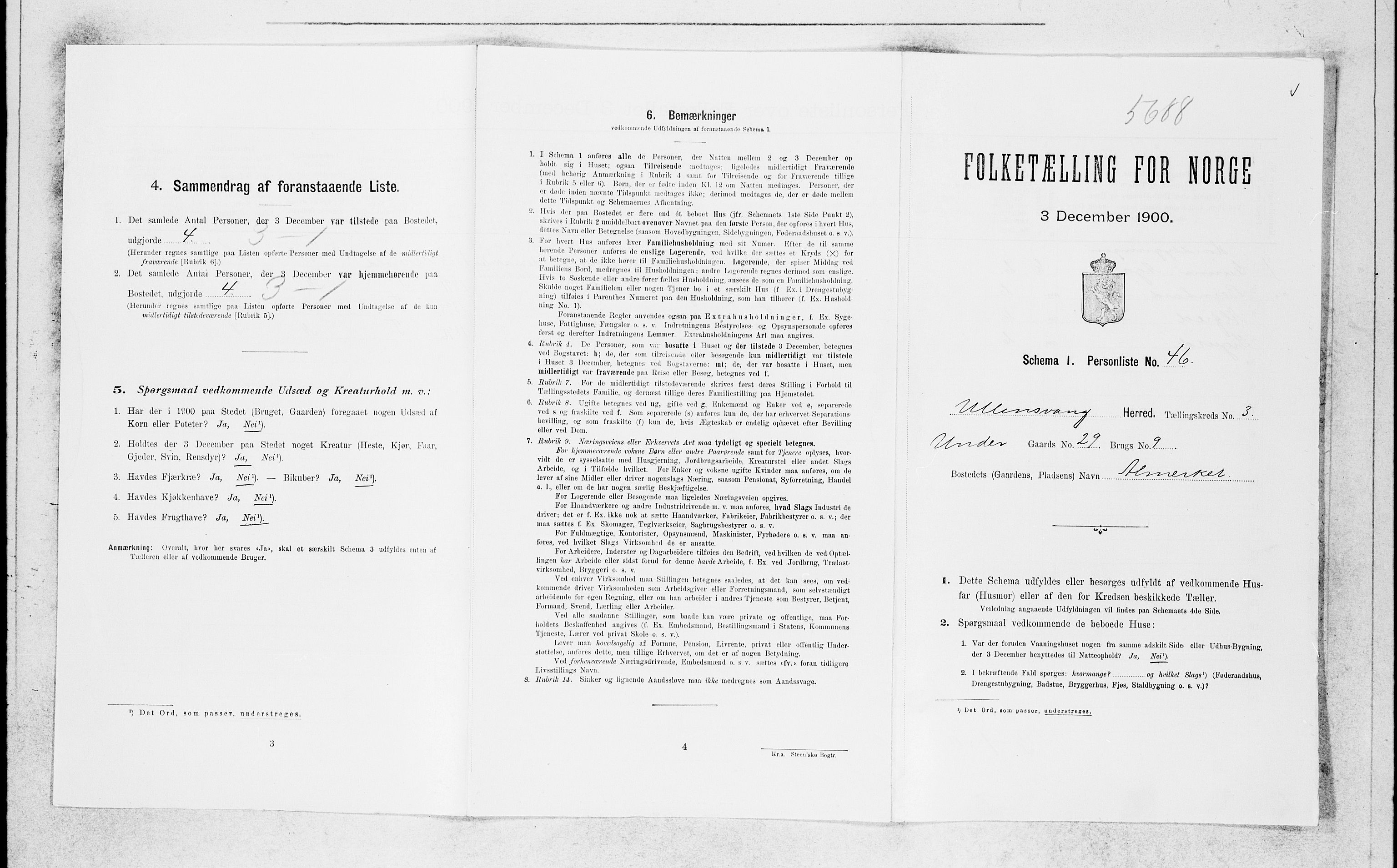 SAB, Folketelling 1900 for 1230 Ullensvang herred, 1900, s. 427