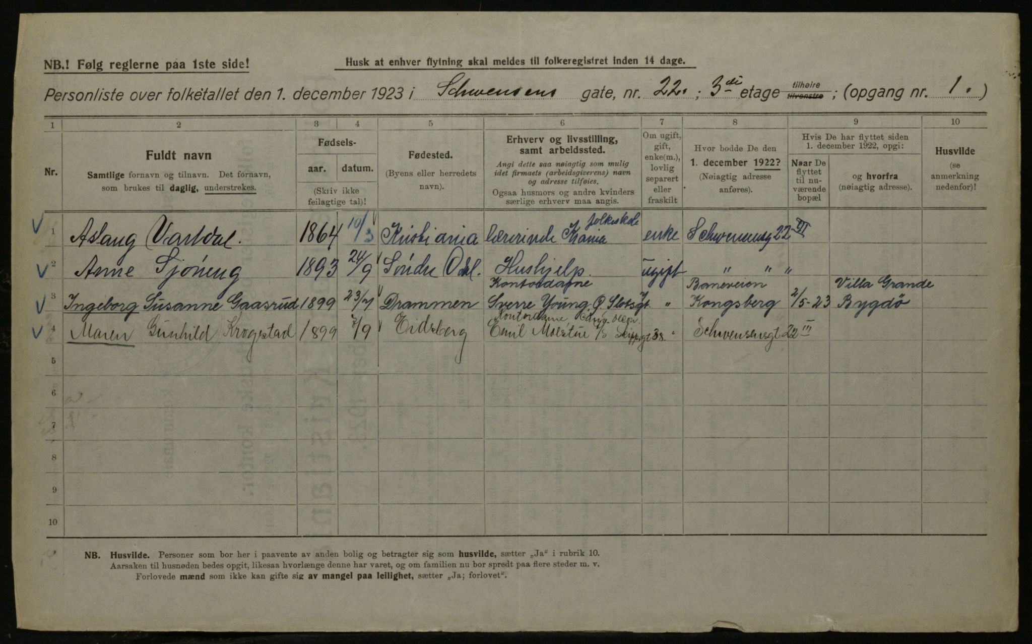 OBA, Kommunal folketelling 1.12.1923 for Kristiania, 1923, s. 102906