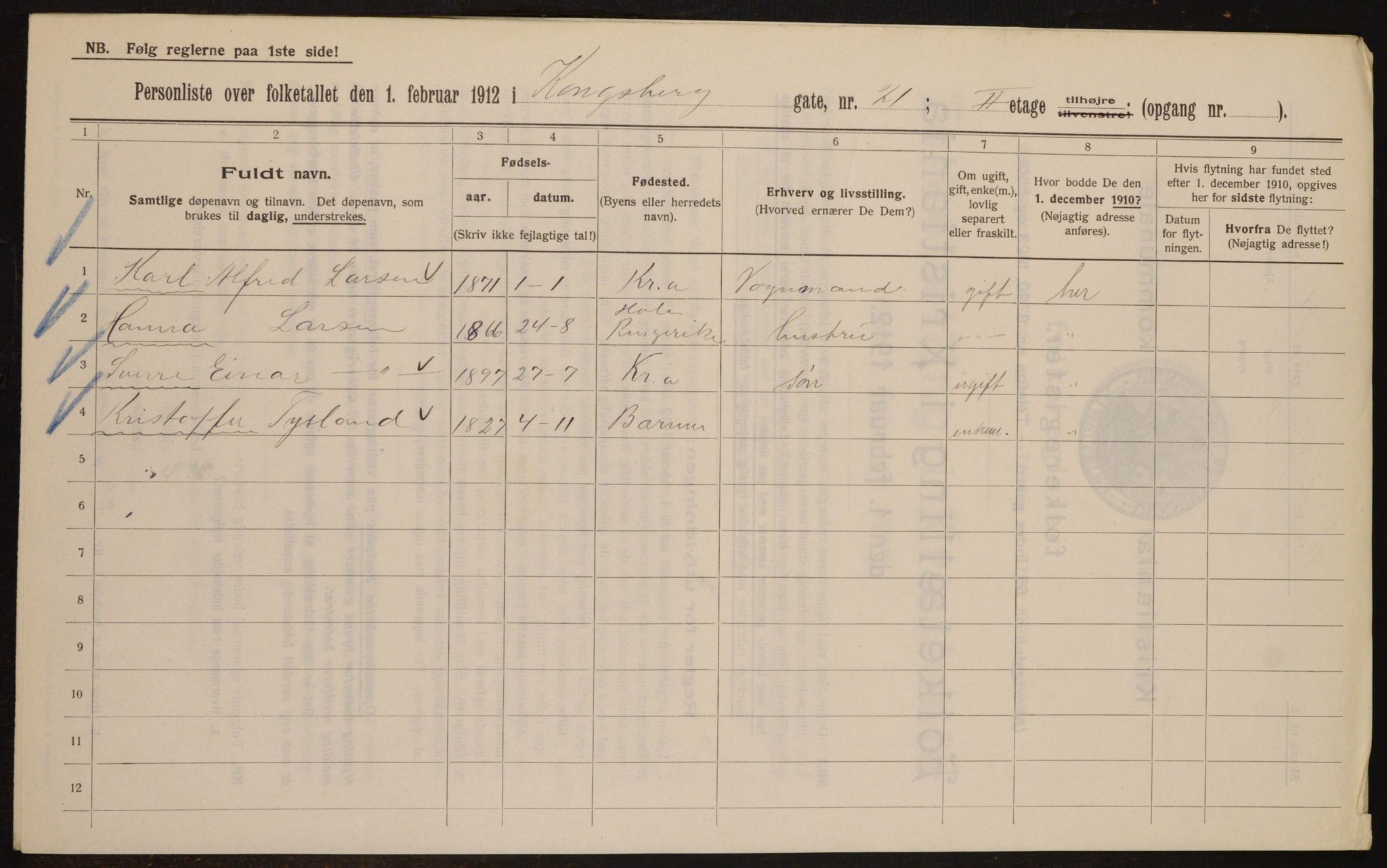 OBA, Kommunal folketelling 1.2.1912 for Kristiania, 1912, s. 53241