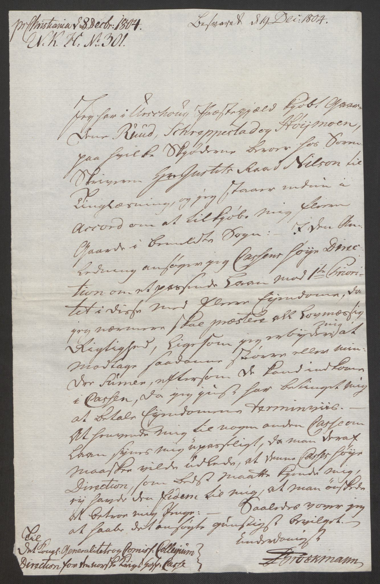 Forsvaret, Den norske kvesthuskasse/krigshospitalkasse, AV/RA-RAFA-1887/F/Fa/L0017: Innkomne brev:, 1782-1807, s. 608