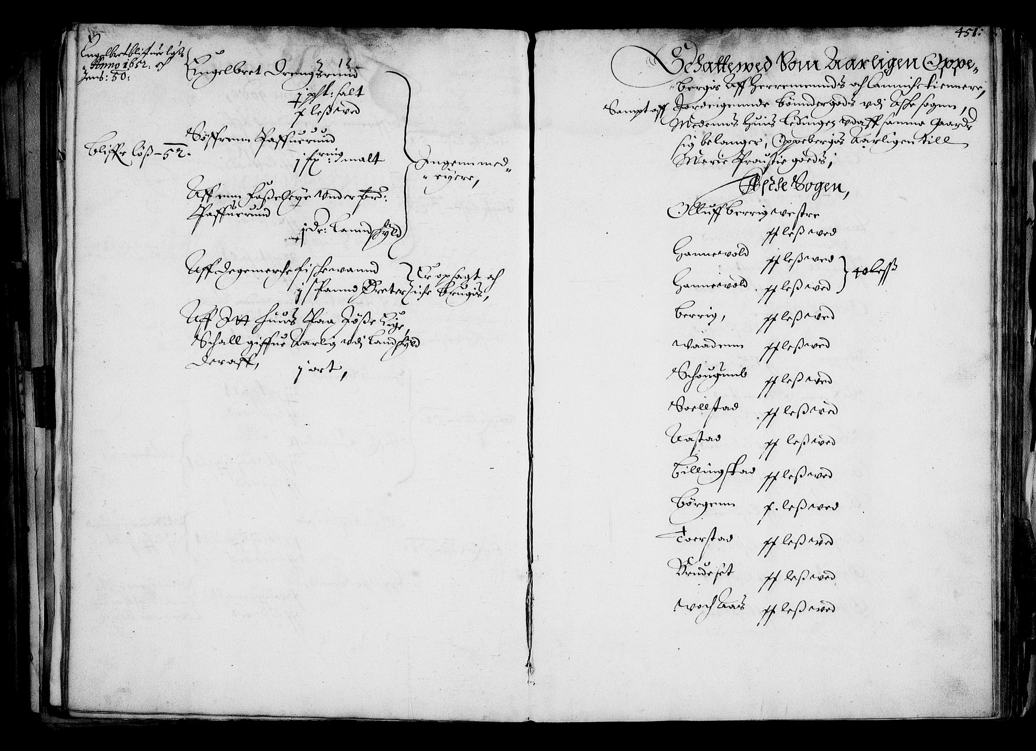 Rentekammeret inntil 1814, Realistisk ordnet avdeling, AV/RA-EA-4070/N/Na/L0001: [XI f]: Akershus stifts jordebok, 1652, s. 450b-451a