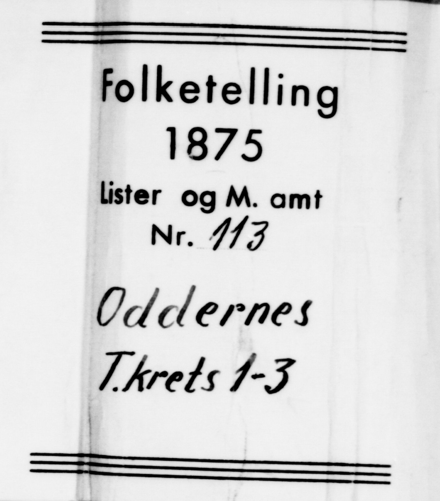 SAK, Folketelling 1875 for 1012P Oddernes prestegjeld, 1875, s. 56