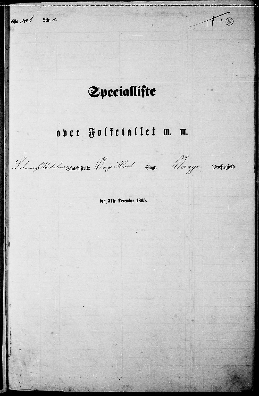RA, Folketelling 1865 for 0515P Vågå prestegjeld, 1865, s. 12