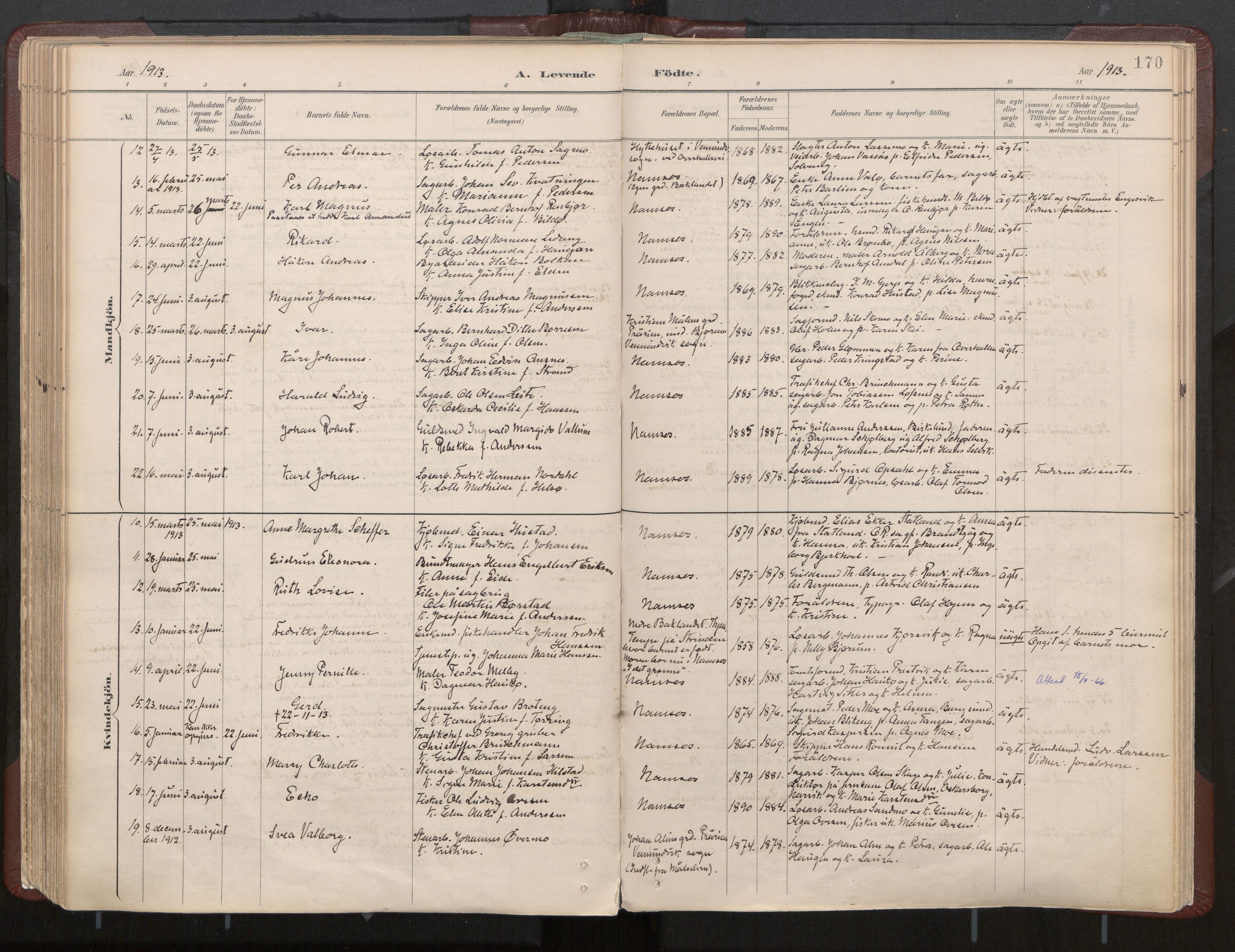 Ministerialprotokoller, klokkerbøker og fødselsregistre - Nord-Trøndelag, AV/SAT-A-1458/768/L0574: Ministerialbok nr. 768A08, 1887-1927, s. 170