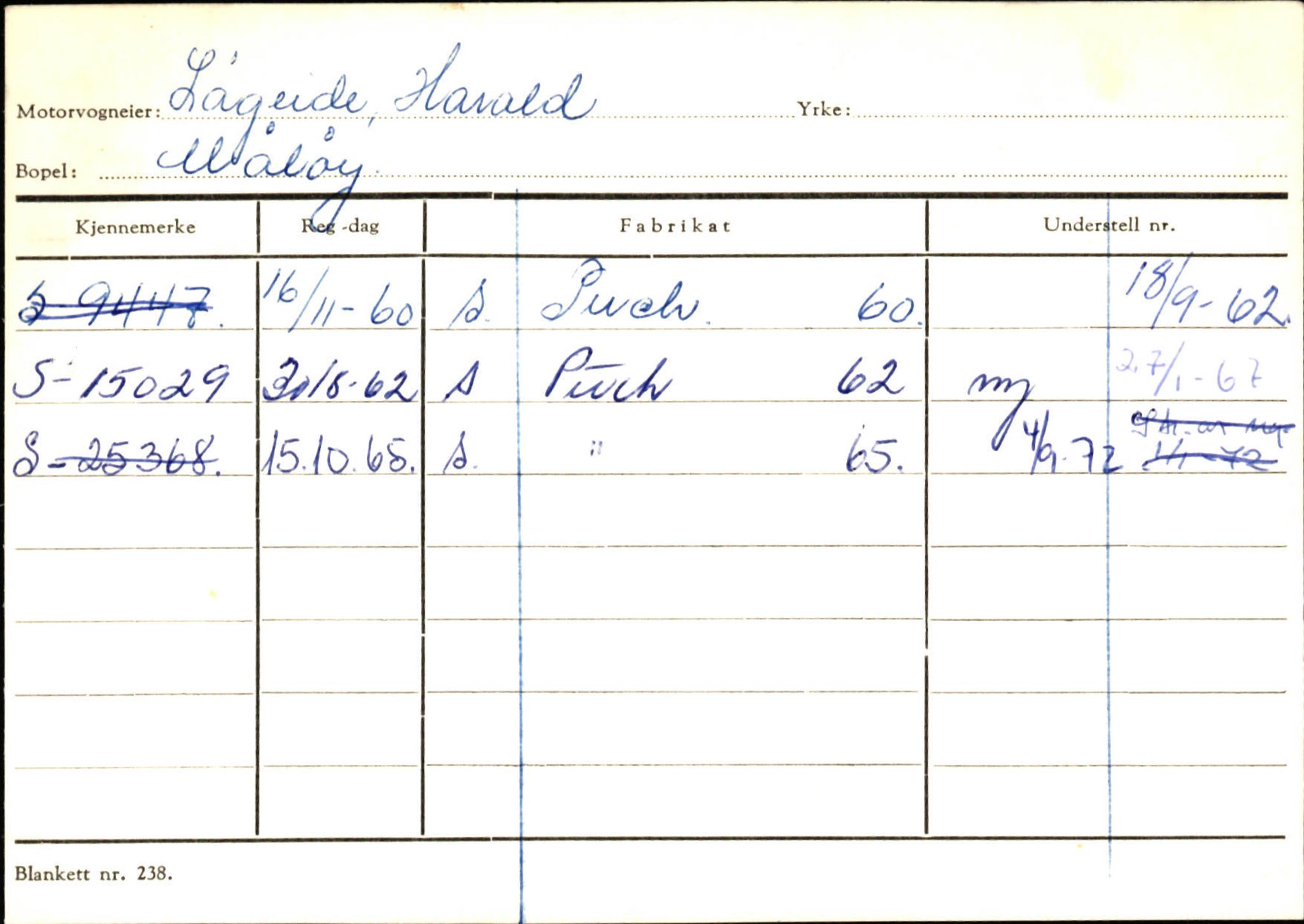Statens vegvesen, Sogn og Fjordane vegkontor, AV/SAB-A-5301/4/F/L0144: Registerkort Vågsøy A-R, 1945-1975, s. 1704