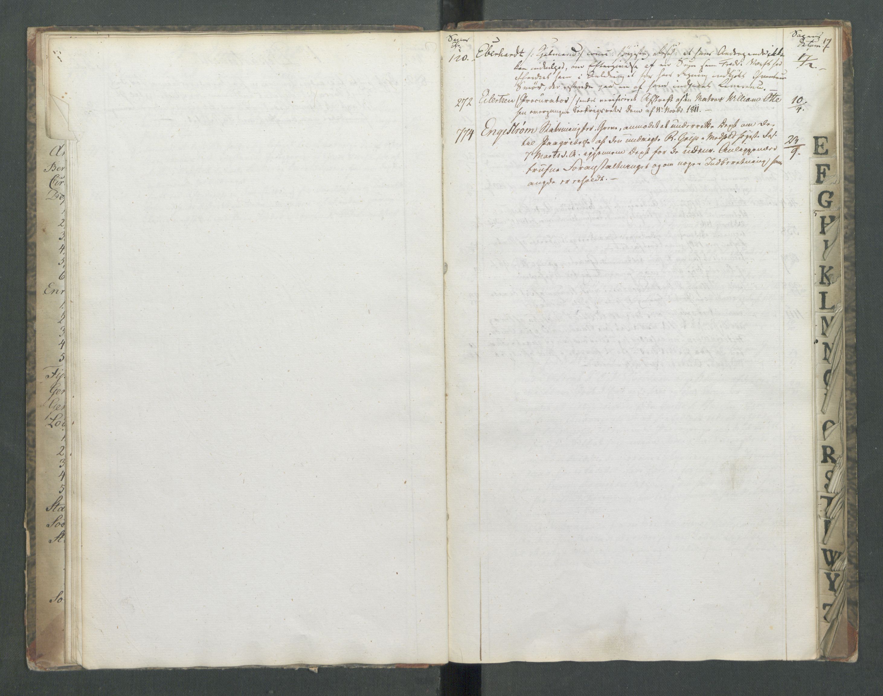 Marinedepartementet/ Marine- og postdepartementet, RA/RAFA-3792/B/Ba/L0009:  Register til Marinedepartementets kopibok, 1818, s. 17