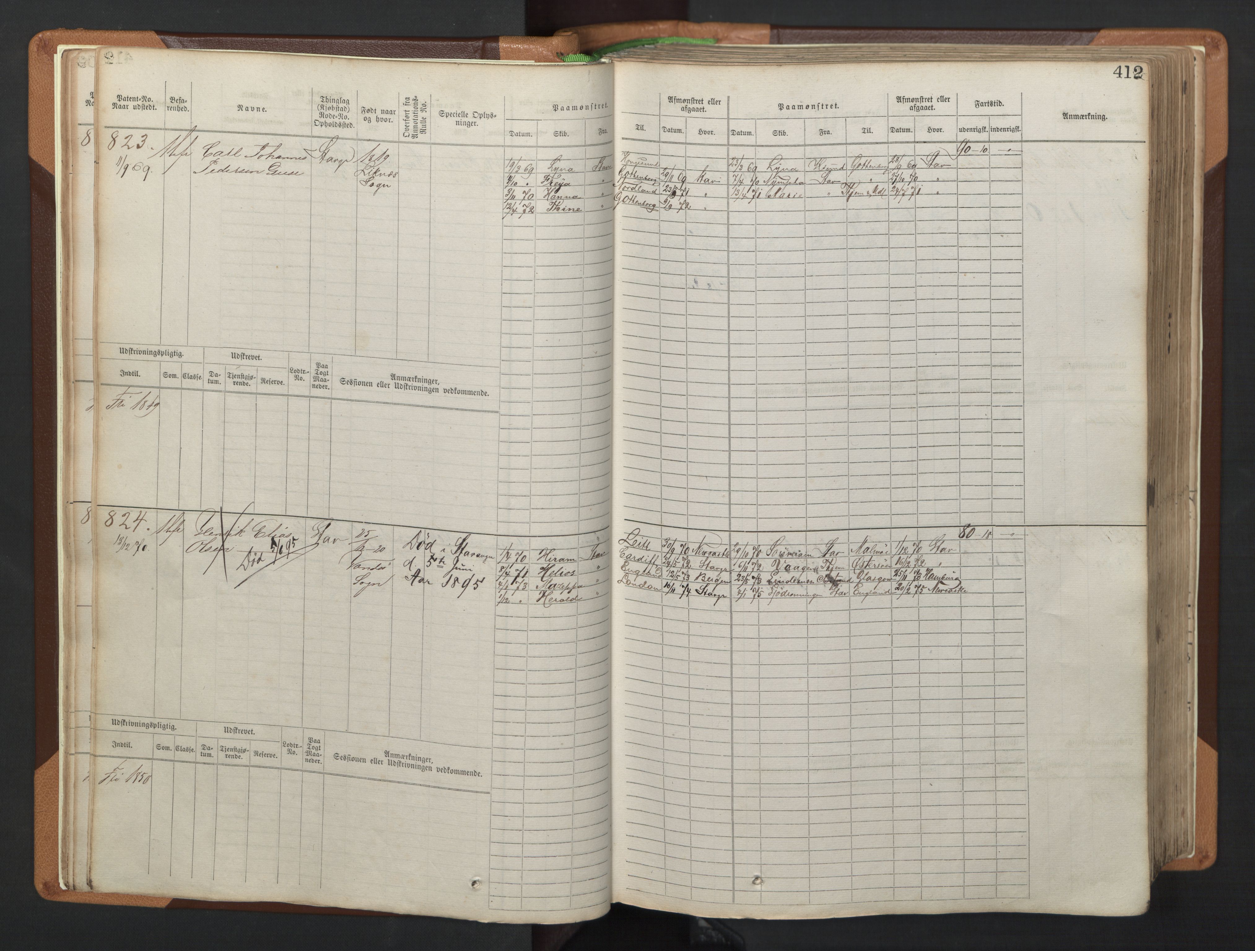 Stavanger sjømannskontor, AV/SAST-A-102006/F/Fb/Fbb/L0005: Sjøfartshovedrulle, patentnr. 793-1606 (del 2), 1869-1880, s. 18