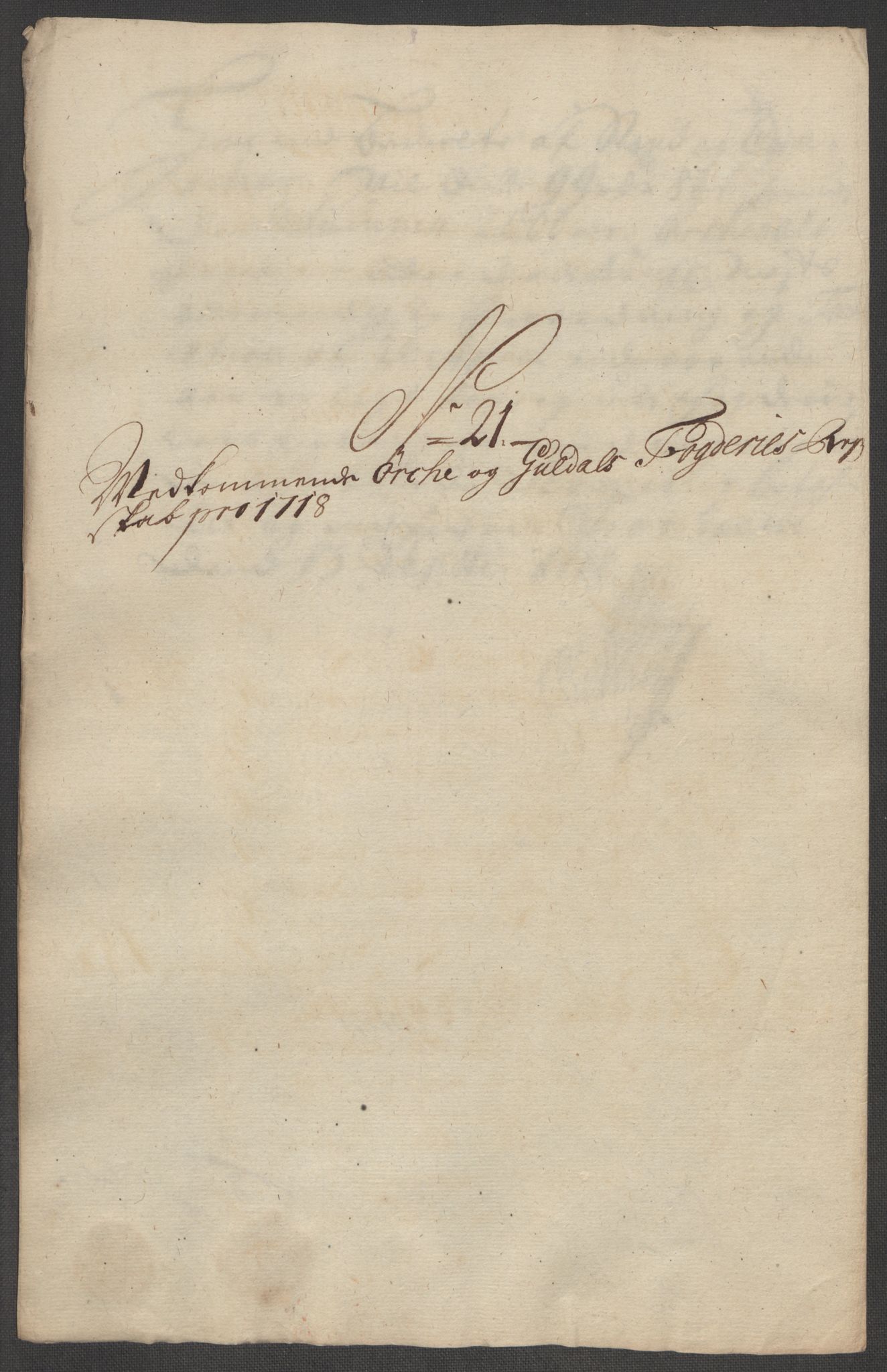 Rentekammeret inntil 1814, Reviderte regnskaper, Fogderegnskap, AV/RA-EA-4092/R60/L3971: Fogderegnskap Orkdal og Gauldal, 1718, s. 194