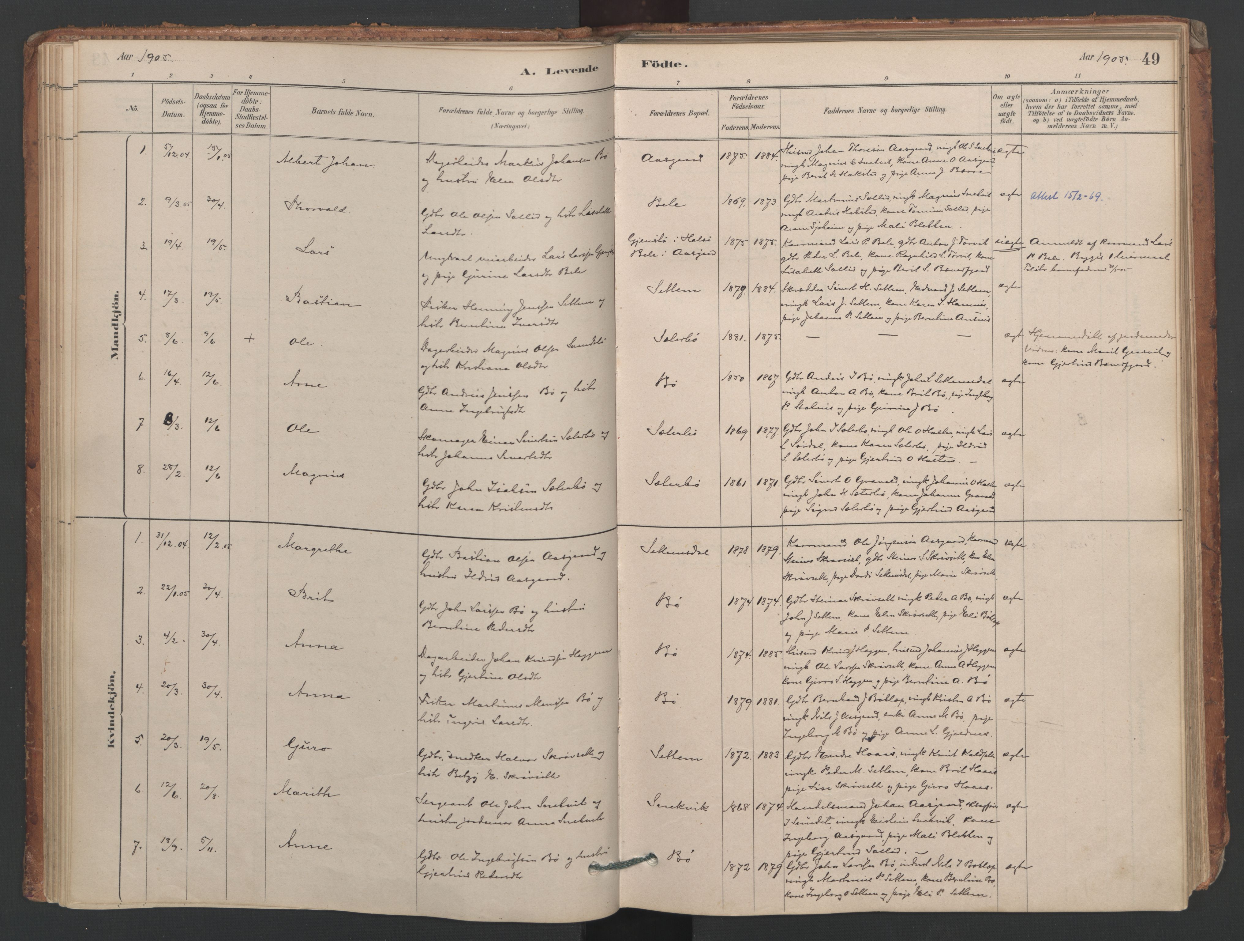 Ministerialprotokoller, klokkerbøker og fødselsregistre - Møre og Romsdal, SAT/A-1454/594/L1036: Ministerialbok nr. 594A02 (?), 1879-1910, s. 49