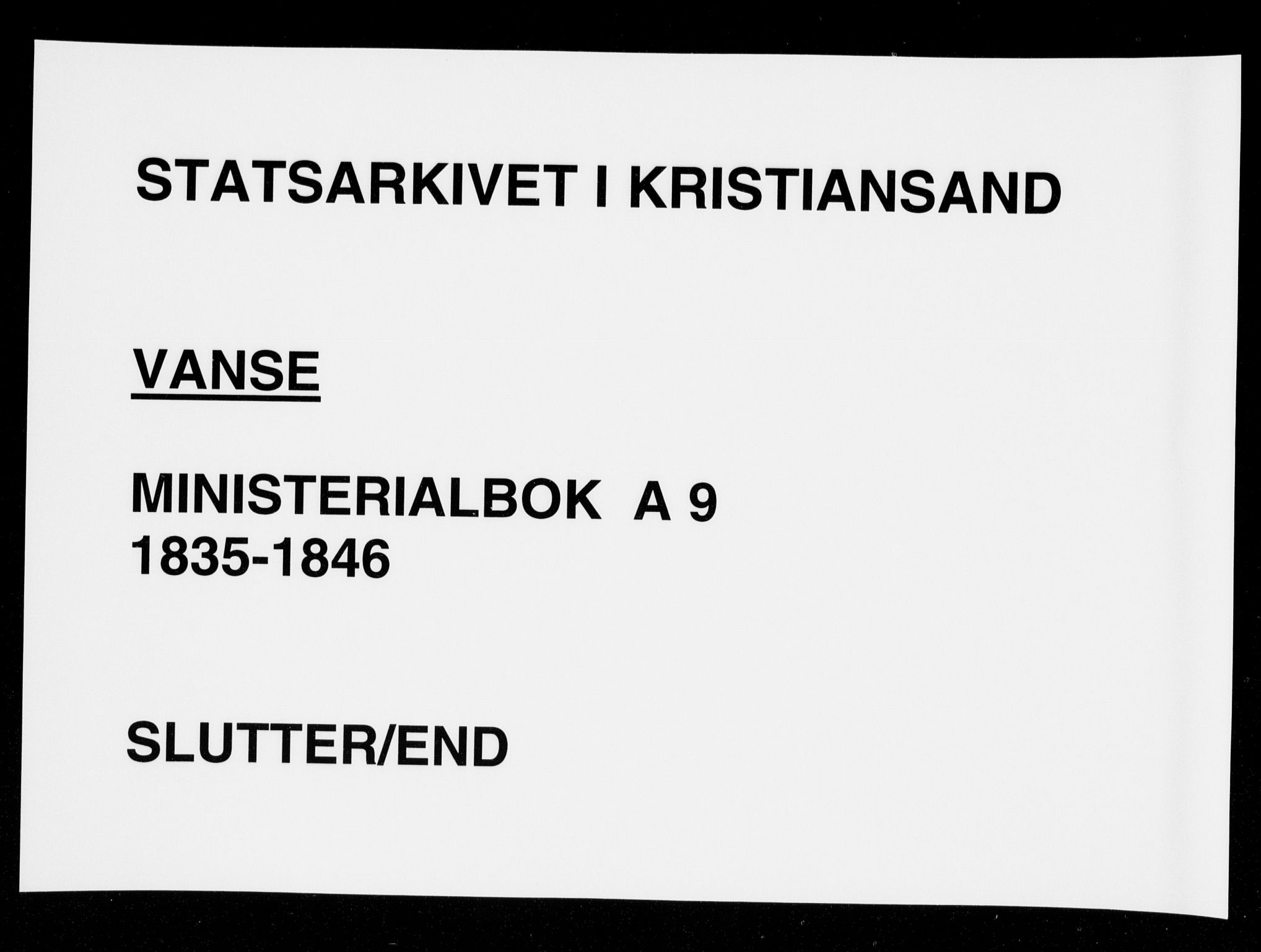 Lista sokneprestkontor, SAK/1111-0027/F/Fa/L0009: Ministerialbok nr. A 9, 1835-1846