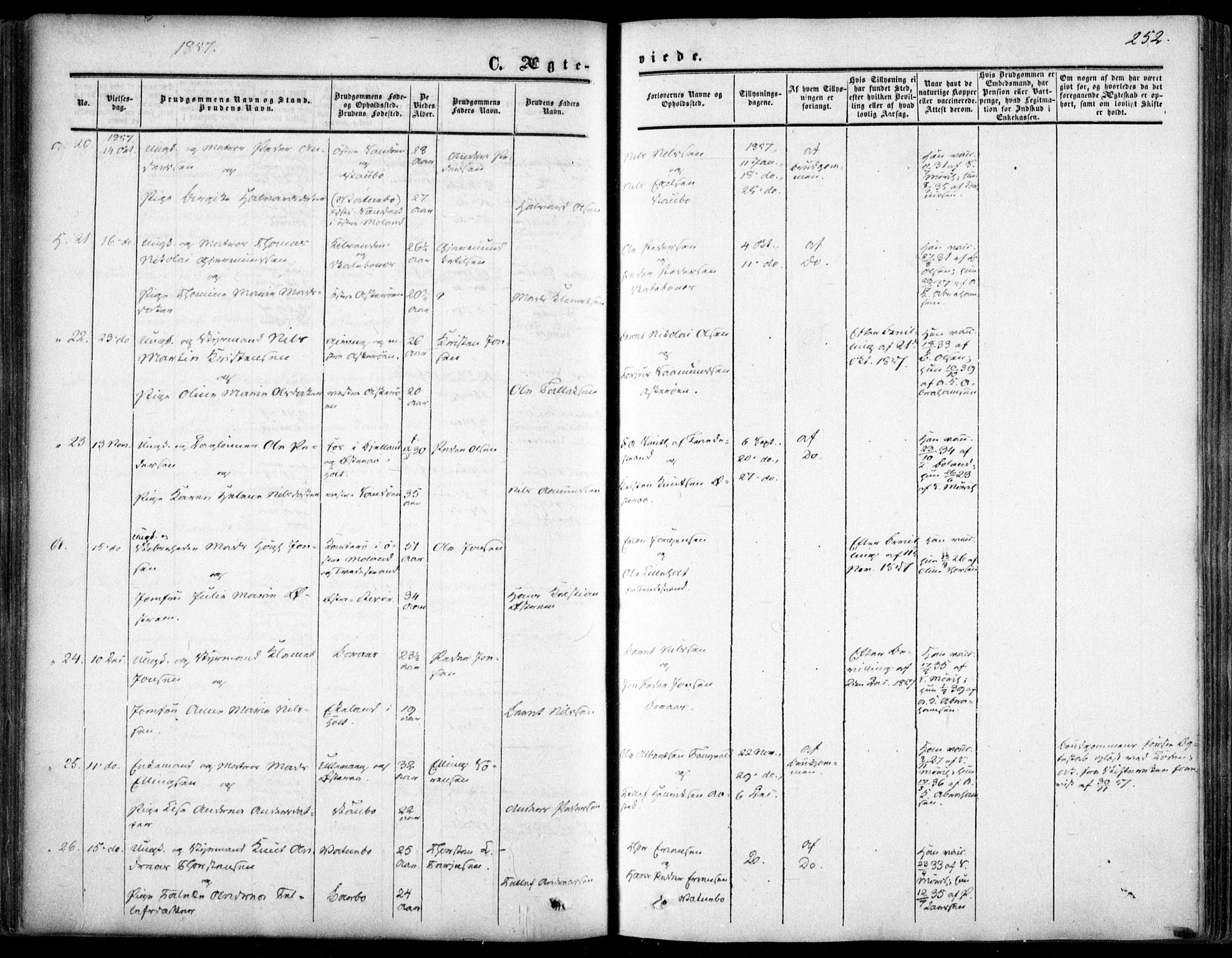 Dypvåg sokneprestkontor, AV/SAK-1111-0007/F/Fa/Faa/L0006: Ministerialbok nr. A 6, 1855-1872, s. 252