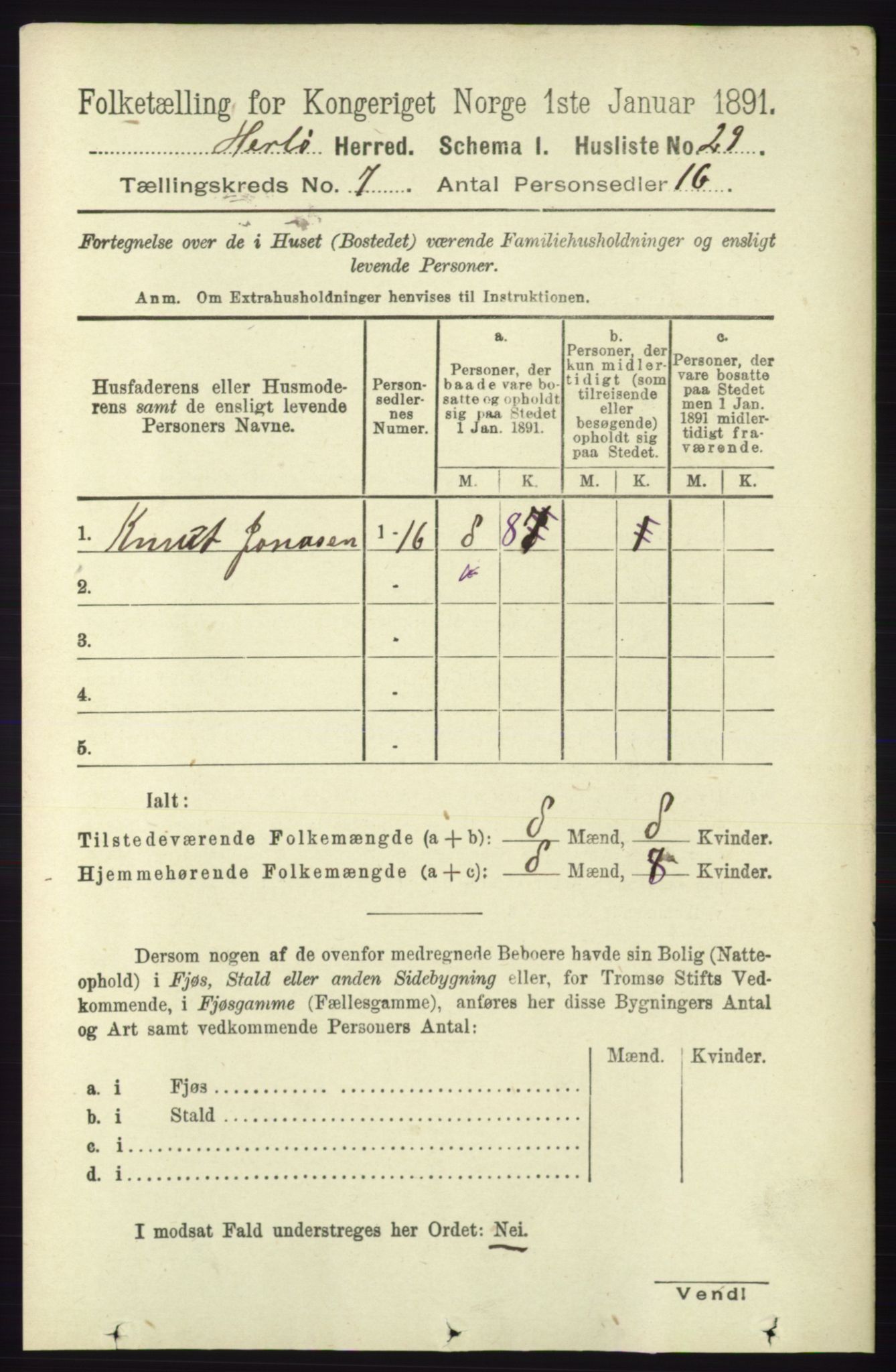 RA, Folketelling 1891 for 1258 Herdla herred, 1891, s. 3087