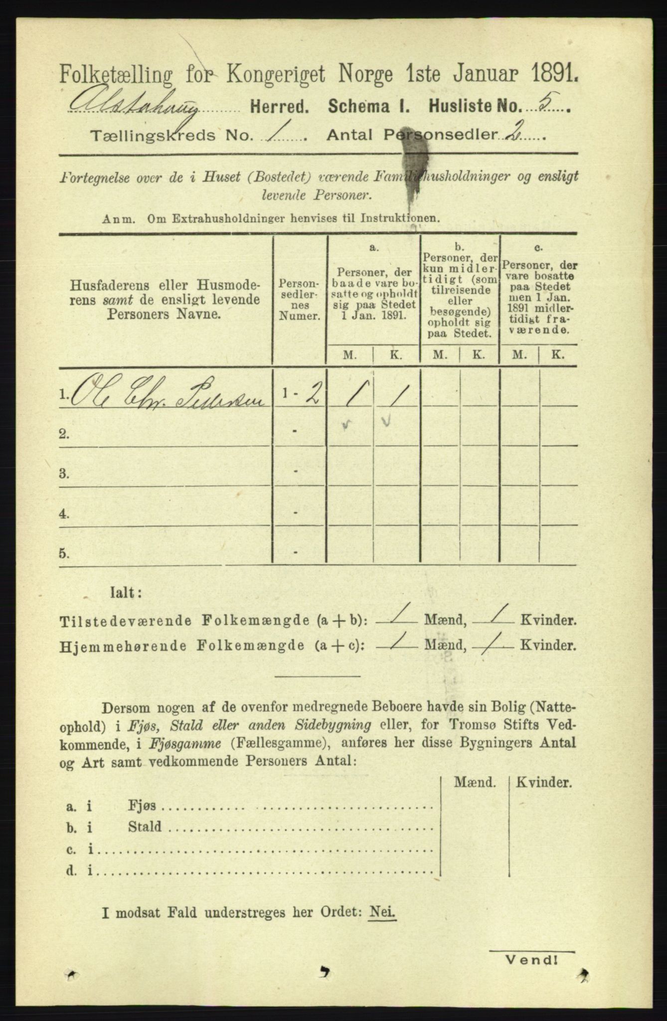 RA, Folketelling 1891 for 1820 Alstahaug herred, 1891, s. 40