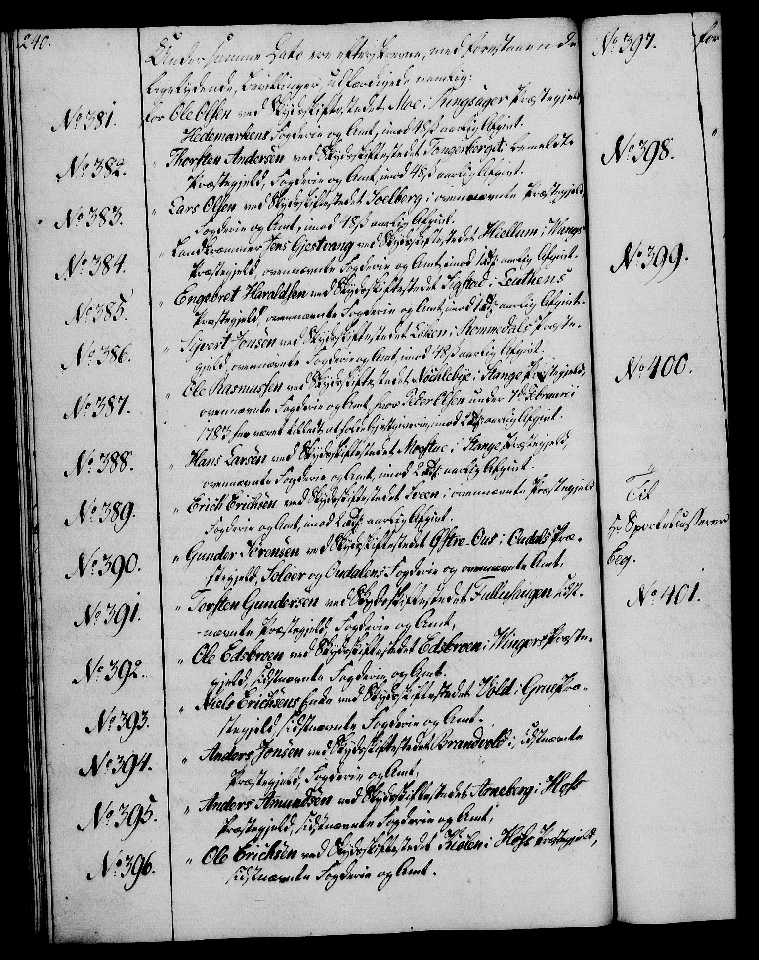 Rentekammeret, Kammerkanselliet, AV/RA-EA-3111/G/Gg/Gga/L0018: Norsk ekspedisjonsprotokoll med register (merket RK 53.18), 1804-1806, s. 240