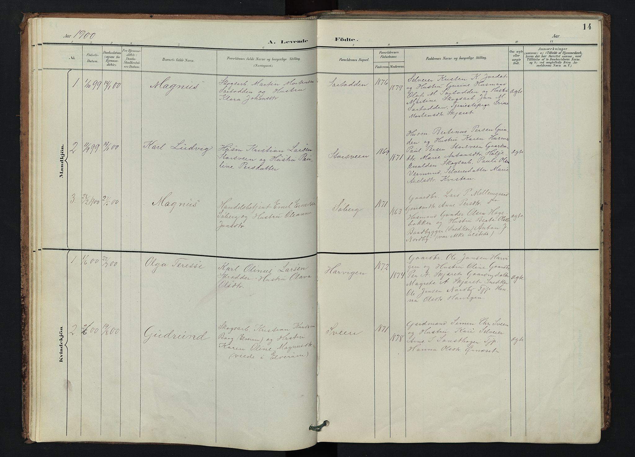 Trysil prestekontor, AV/SAH-PREST-046/H/Ha/Hab/L0007: Klokkerbok nr. 7, 1896-1948, s. 14